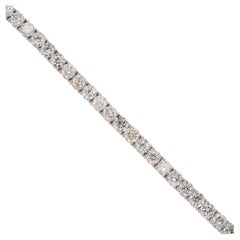 15.5 Carat Round Cut Diamond 7 in Tennis Bracelet 14 Karat in Stock