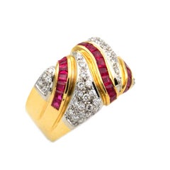 1.55 Carat Ruby and Diamond Band Ring in 18k Gold