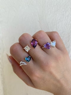 1.55 Carat Sapphire and .38 Carat Diamond Two Stone Ring