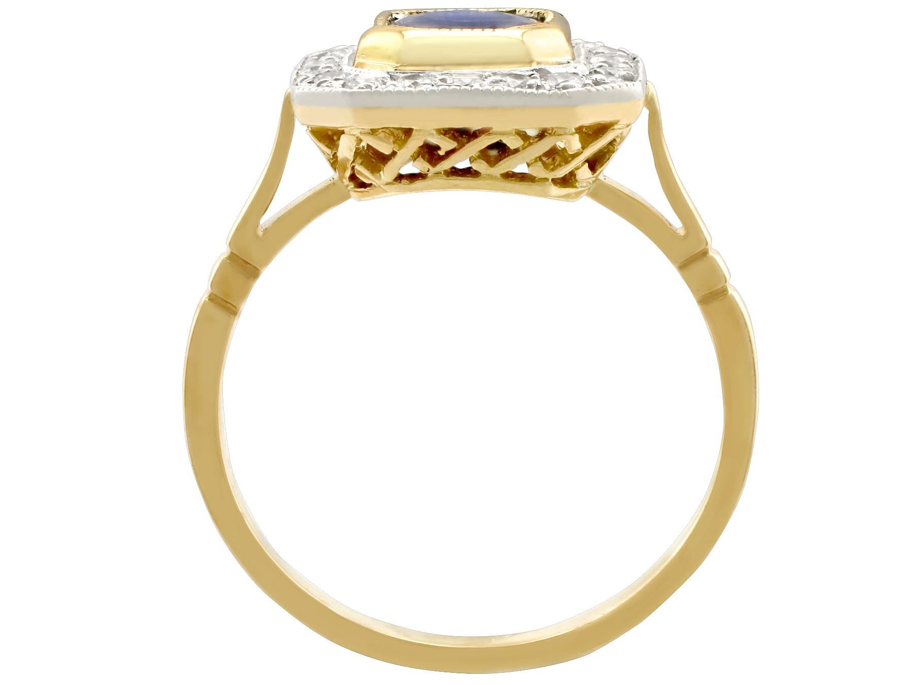 Women's 1.55 Carat Sapphire and Diamond Yellow Gold Cluster Ring, Vintage