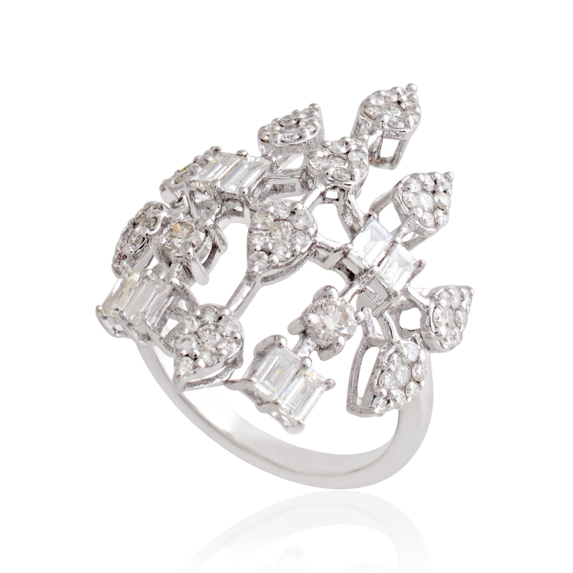 For Sale:  1.55 Carat SI Clarity HI Color Diamond Designer Ring 18 Karat White Gold Jewelry 4