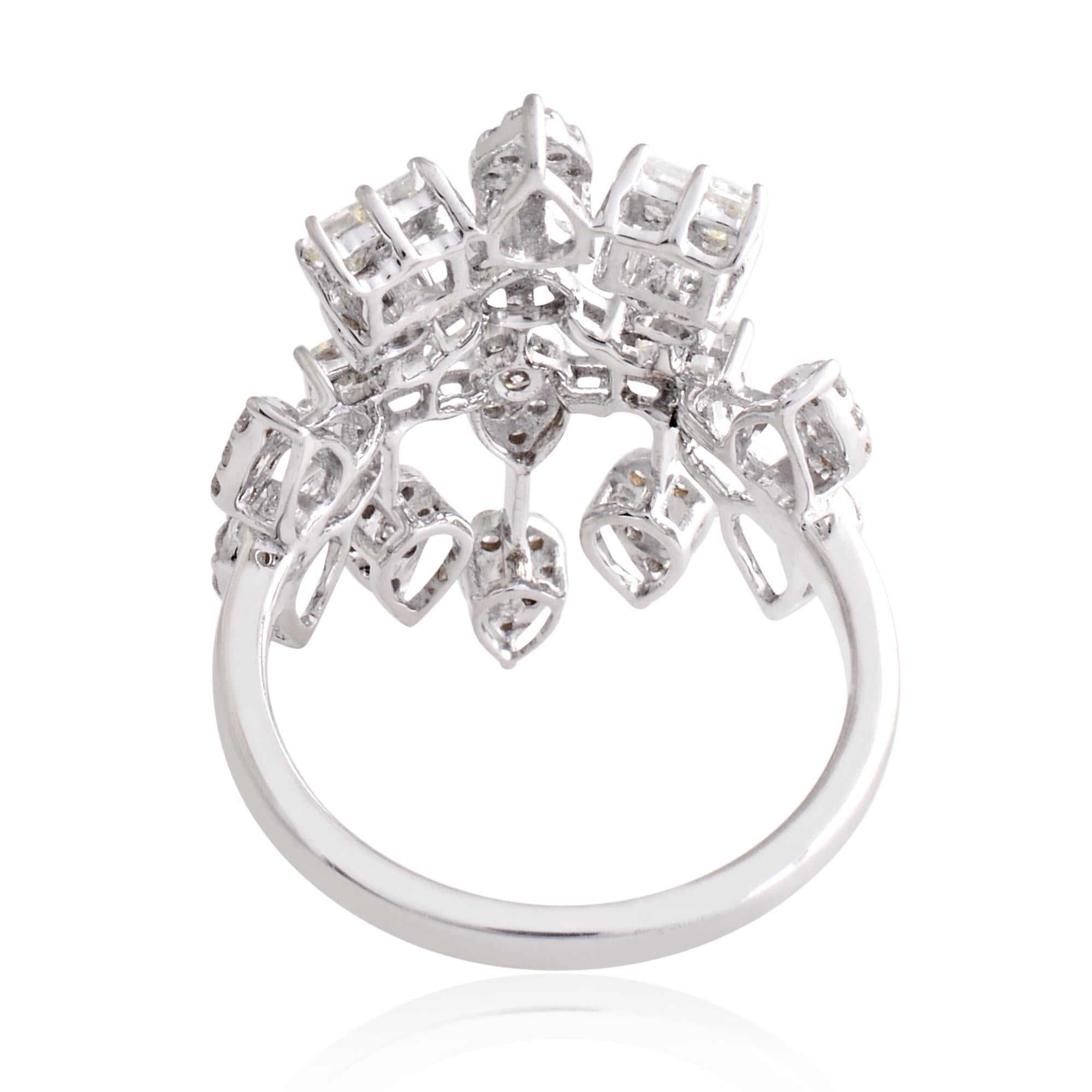 For Sale:  1.55 Carat SI Clarity HI Color Diamond Designer Ring 18 Karat White Gold Jewelry 5