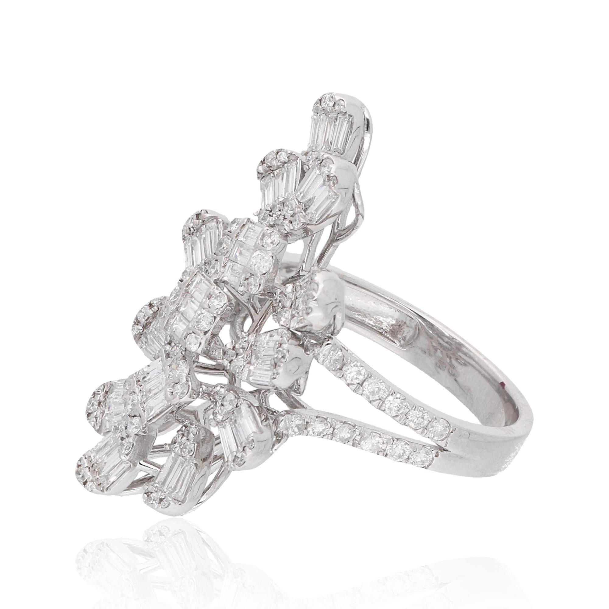 En venta: Anillo de cóctel de oro blanco de 18 quilates con un diamante SI/H de 1,55 quilates Regalo de joyería fina  5