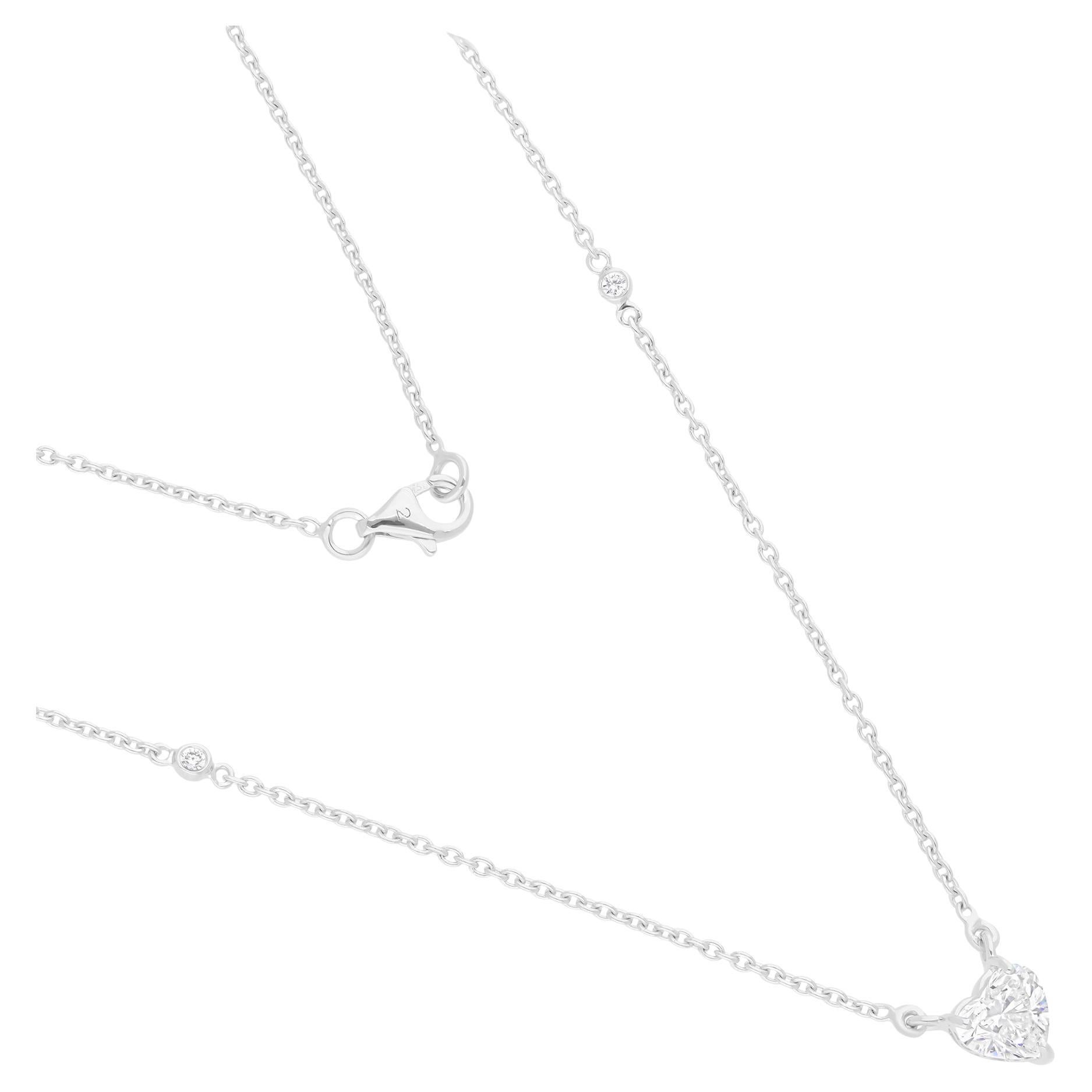 1.55 Carat SI/H Heart Brilliant Cut Diamond Pendant Necklace 14 Karat White Gold