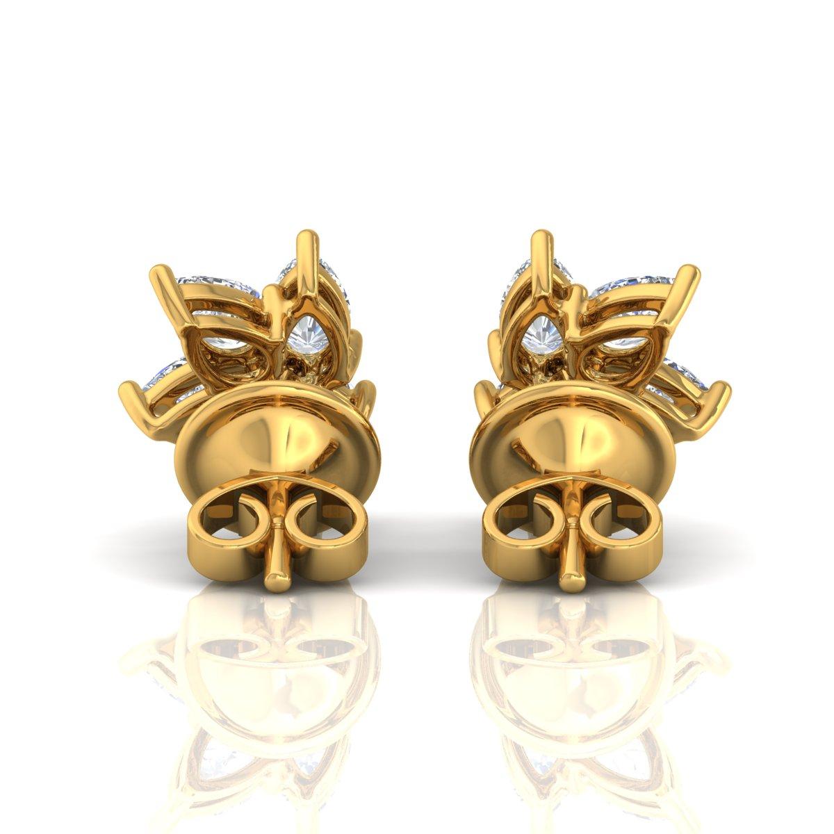 Modern 1.55 Carat SI/H Pear Brilliant Cut Diamond Earrings 18 Karat Yellow Gold Jewelry For Sale