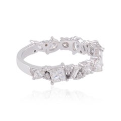 1,55 Karat SI/HI Diamant Halb Ewigkeit stapelbar Band Ring in 18k Weißgold
