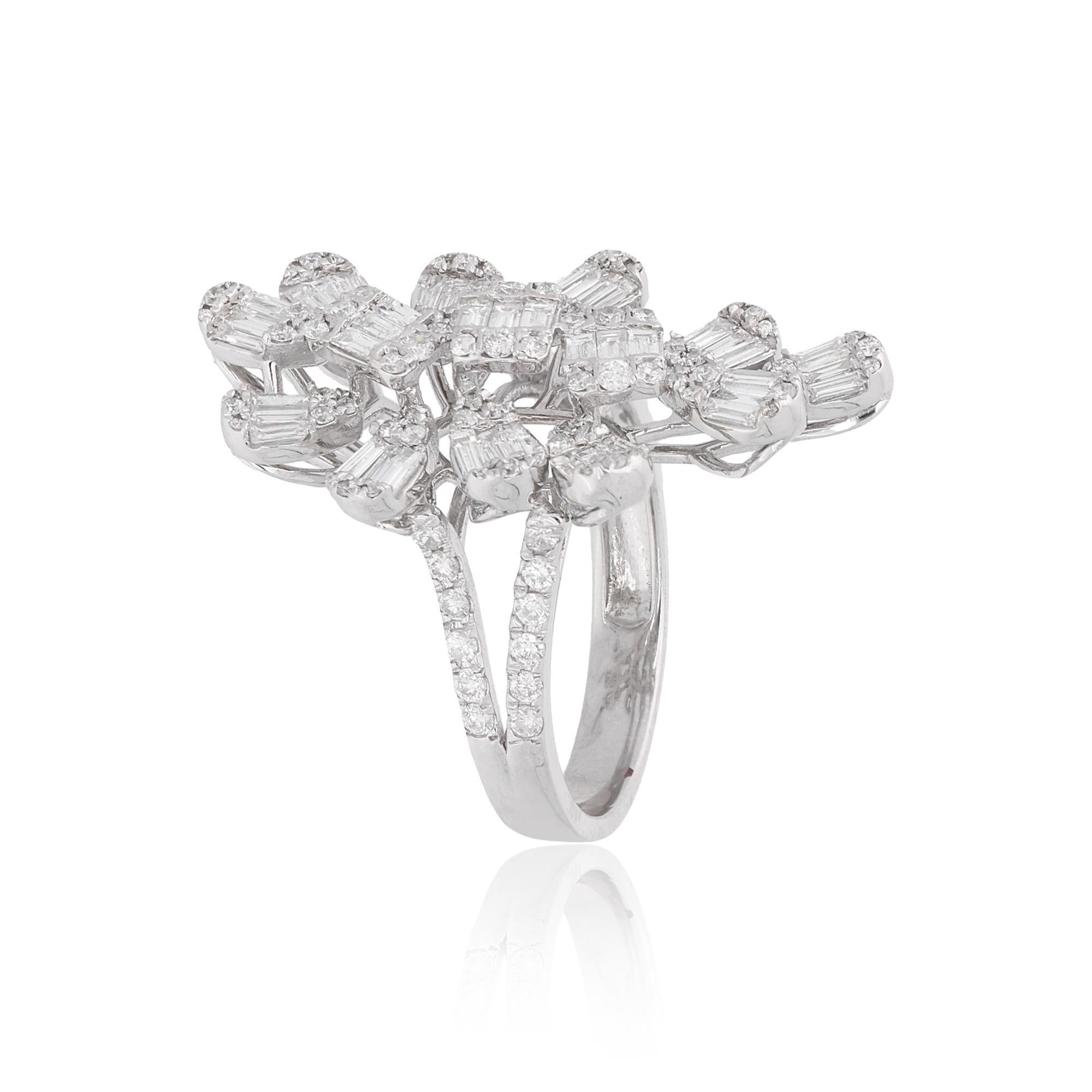 For Sale:  1.55 Carat SI/HI Diamond Leaf Design Ring 18 Karat White Gold Handmade Jewelry 2