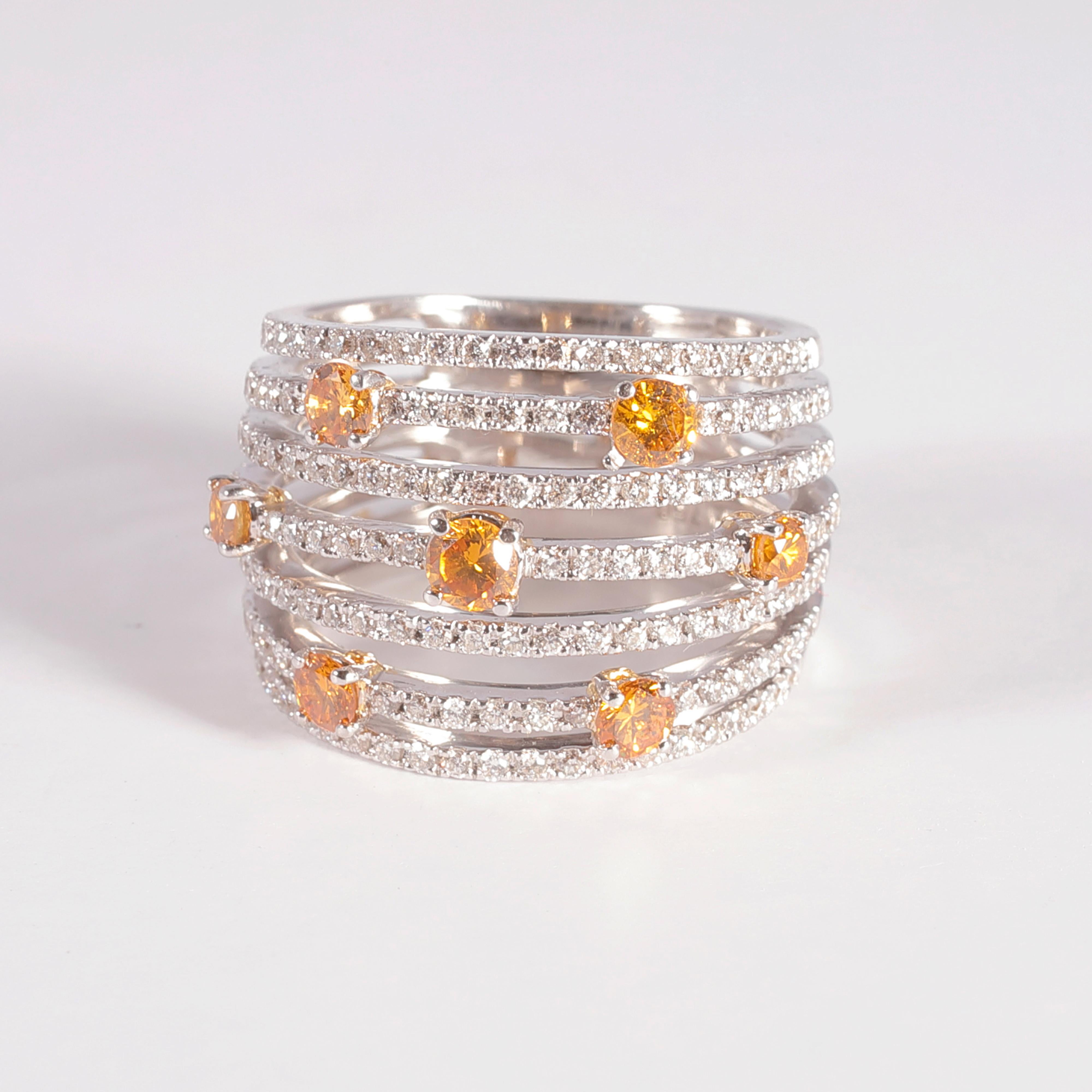 1.55 Carat Yellow and White Diamond Ring 3