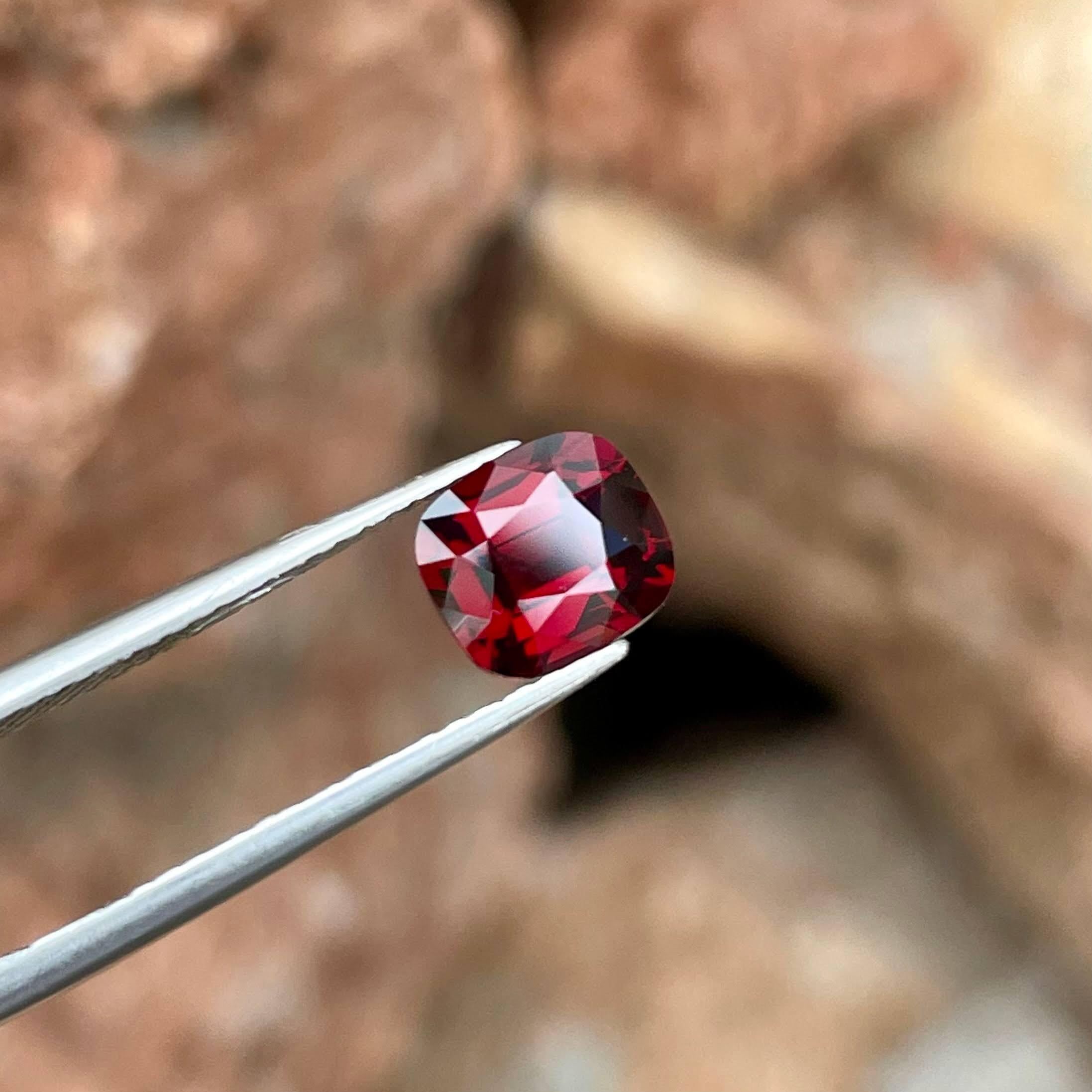 Weight 1.55 carats 
Dimensions 7.0x6.2x4.2 mm
Treatment none 
Origin Burma 
Clarity loupe clean 
Shape cushion
Cut fancy cushion 




Behold the allure of this exquisite 1.55 carats Natural Deep Red Burmese Spinel, a gemstone of unparalleled beauty