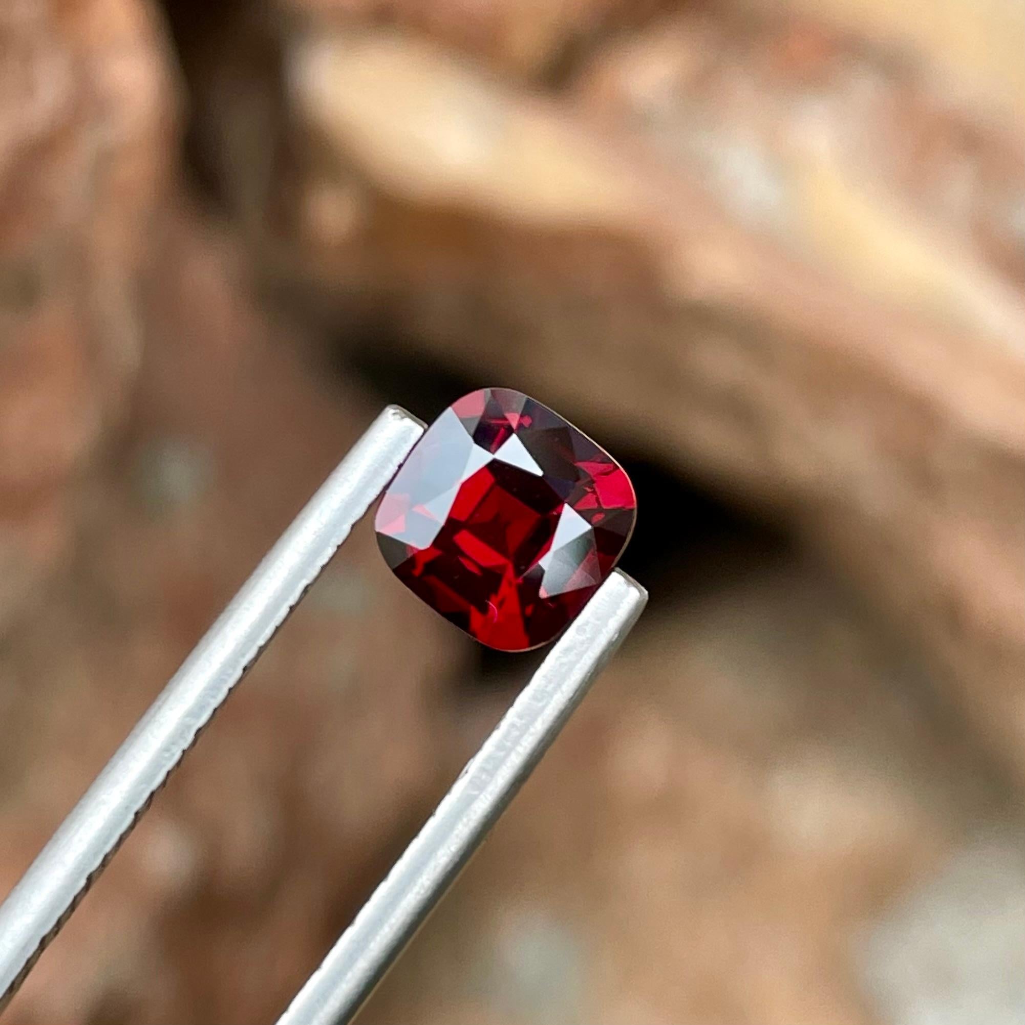 Weight 1.55 carats 
Dimensions 6.67x6.65x4.40 mm
Treatment none 
Origin Burma 
Clarity VVS
Shape cushion 
Cut fancy cushion 




Behold the allure of this exquisite 1.55 carats Red Burmese Spinel, a gemstone of unparalleled beauty and rarity.