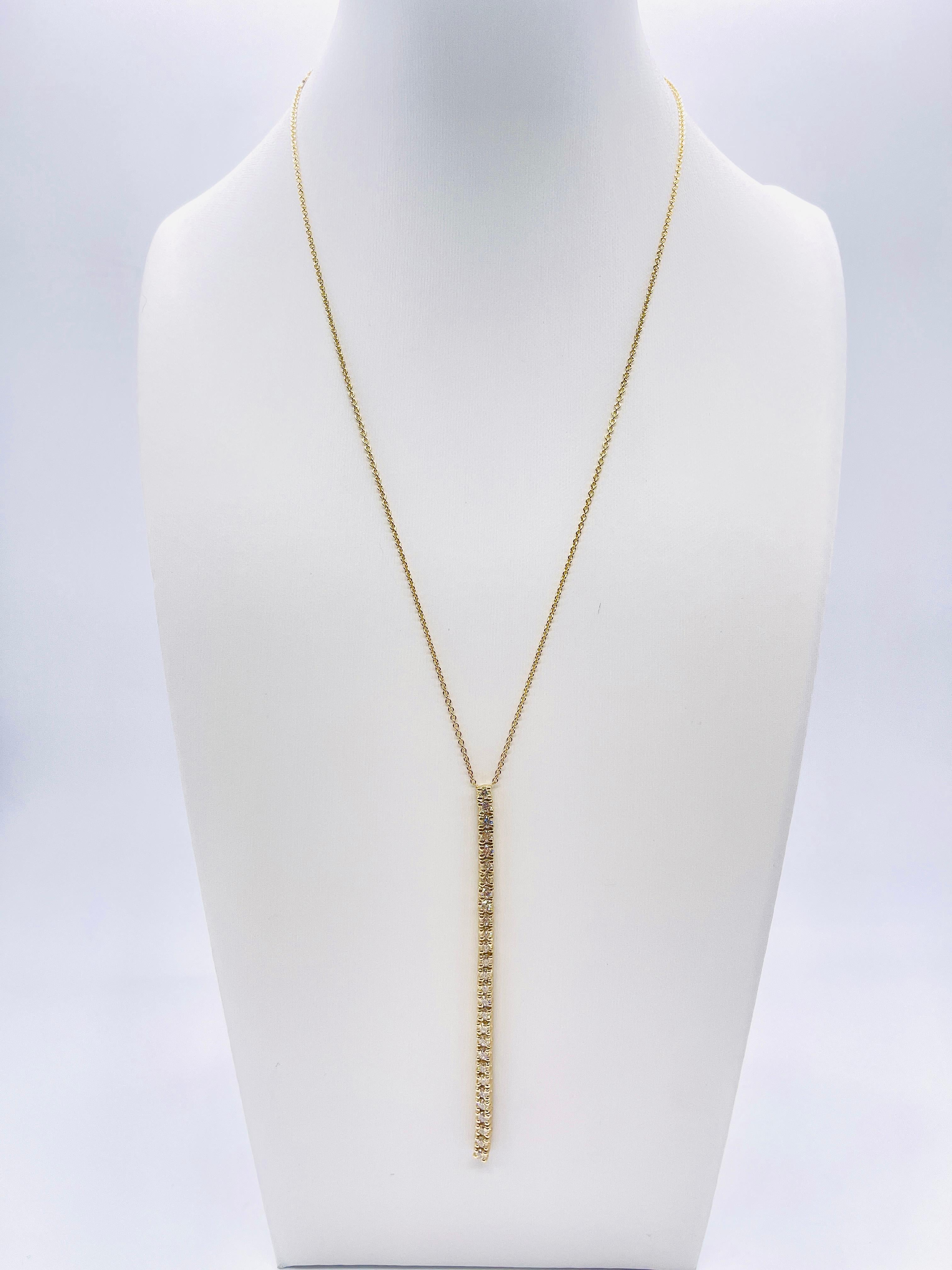 Elegant and minimalistic piece.
All natural diamonds in tennis style drop necklace in 14k yellow gold.  28 pieces, 24 inch length, 6.08grams, average H-VS

*Free shipping within the U.S.*