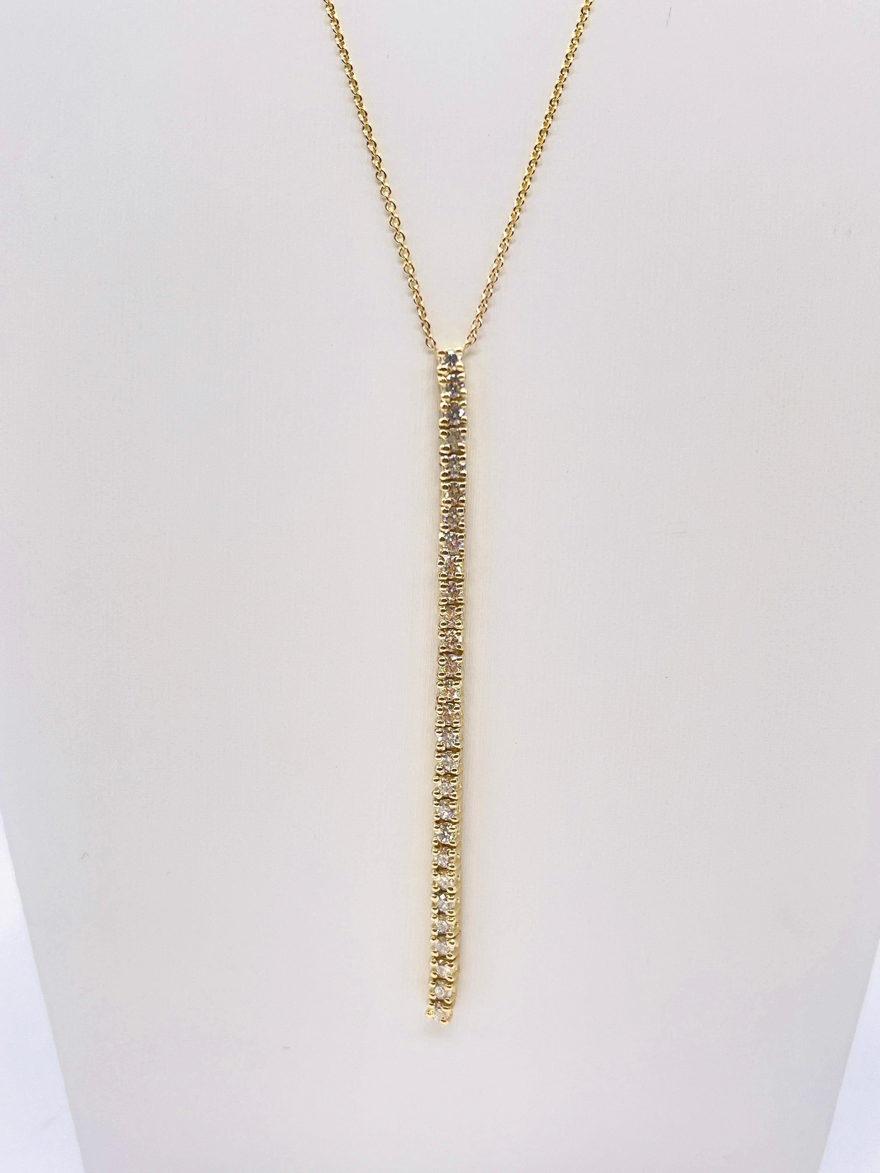 1.55 Carats Natural Diamond Tennis Drop 14k Yellow Gold Necklace In New Condition For Sale In Great Neck, NY