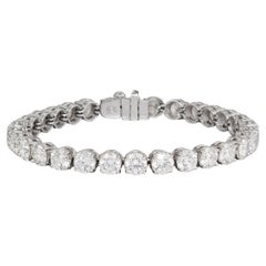 15.5 Carats Round Brilliant Diamond Tennis Bracelet 0.5+ Carats Each in 18K Gold