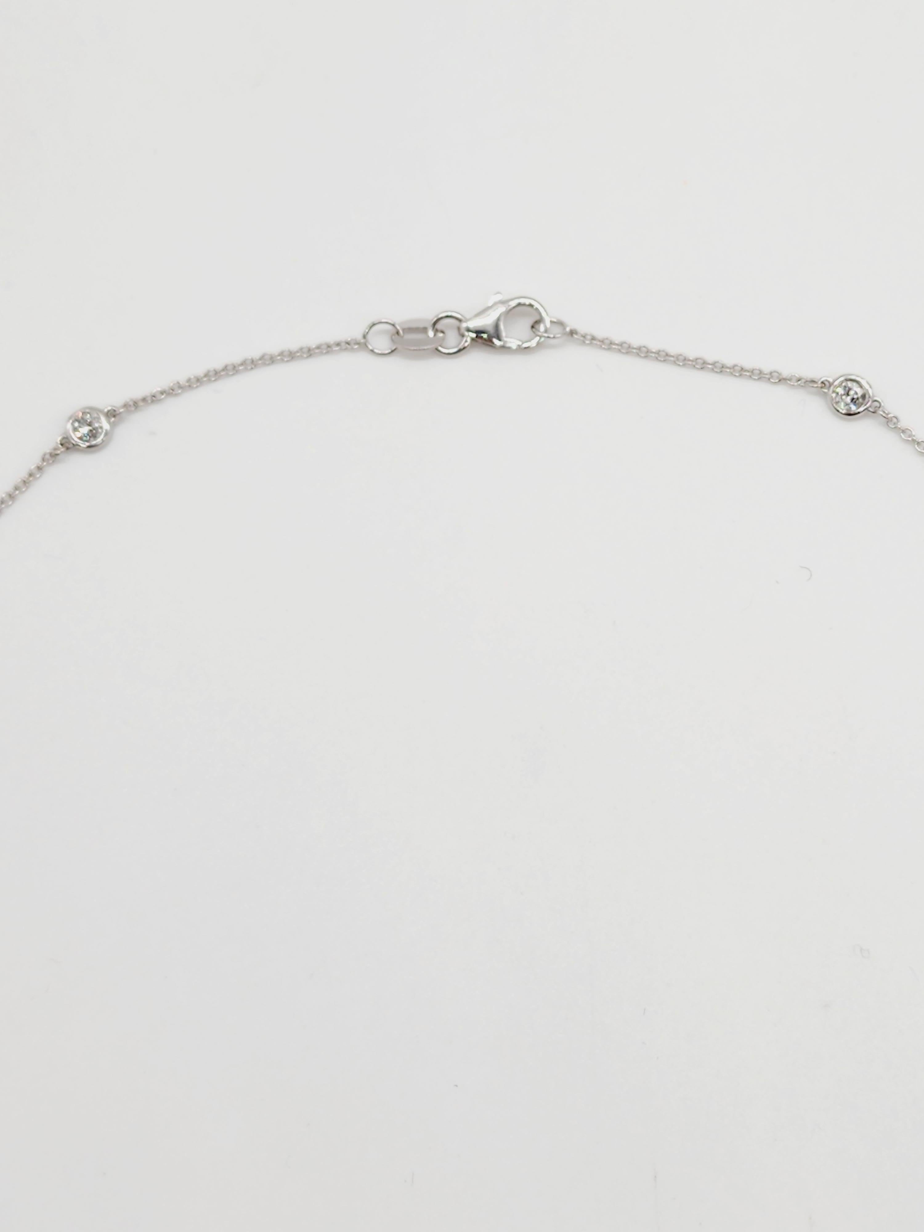 1.55 Carats Stations Diamond by the Yard Necklace 14 Karat White Gold In New Condition For Sale In Great Neck, NY