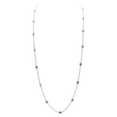 1.55 Carats Stations Diamond by the Yard Necklace 14 Karat White Gold