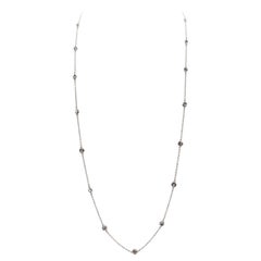 1.55 Carats Stations Diamond by the Yard Necklace 14 Karat White Gold