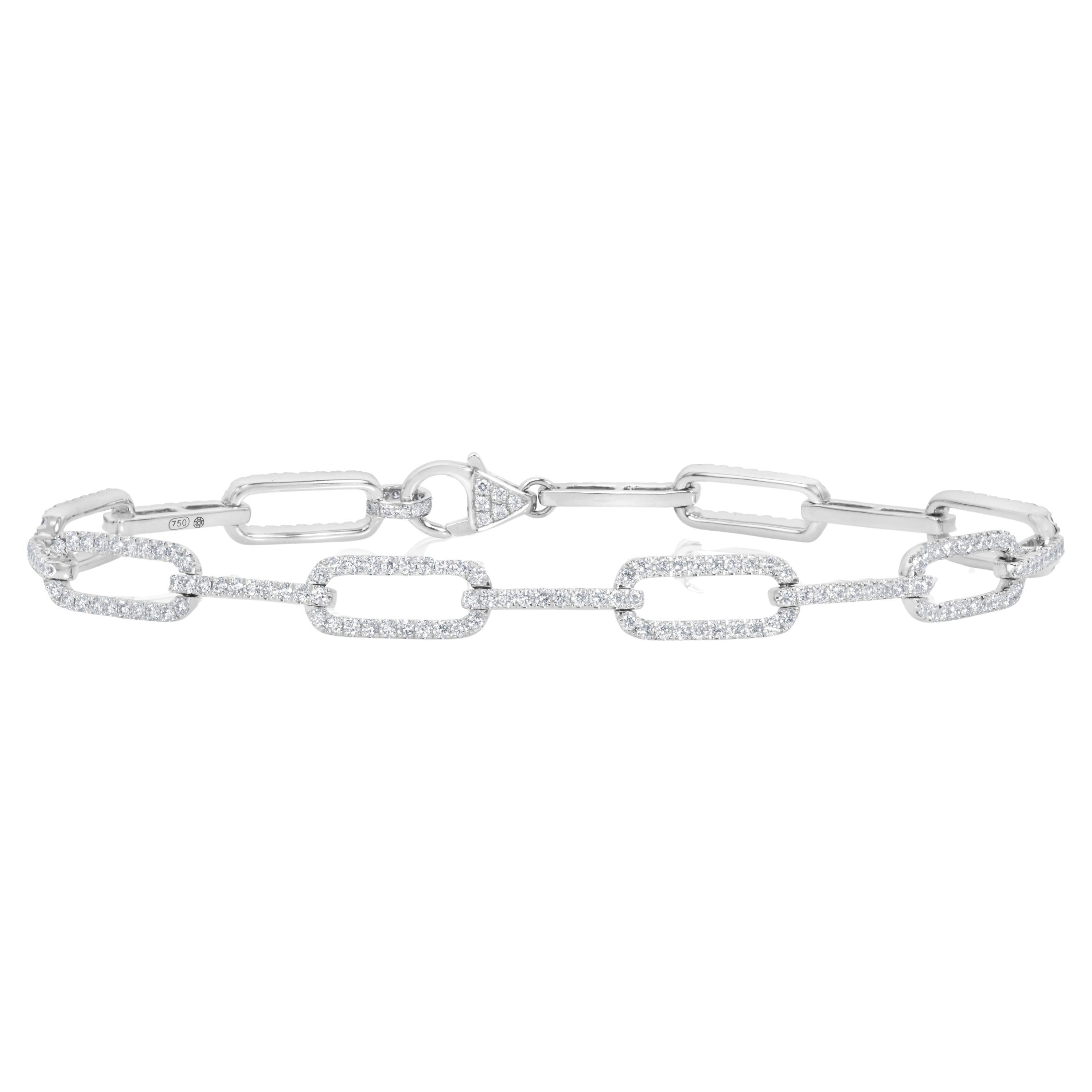Roman Malakov 1.55 Carat Total Round Cut Diamond Fashion Link Bracelet