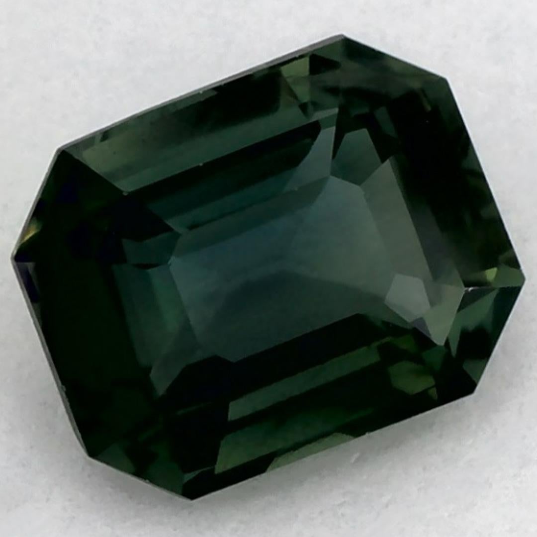 1.55 Ct Green Sapphire Octagon Cut Loose Gemstone Corte octogonal en venta
