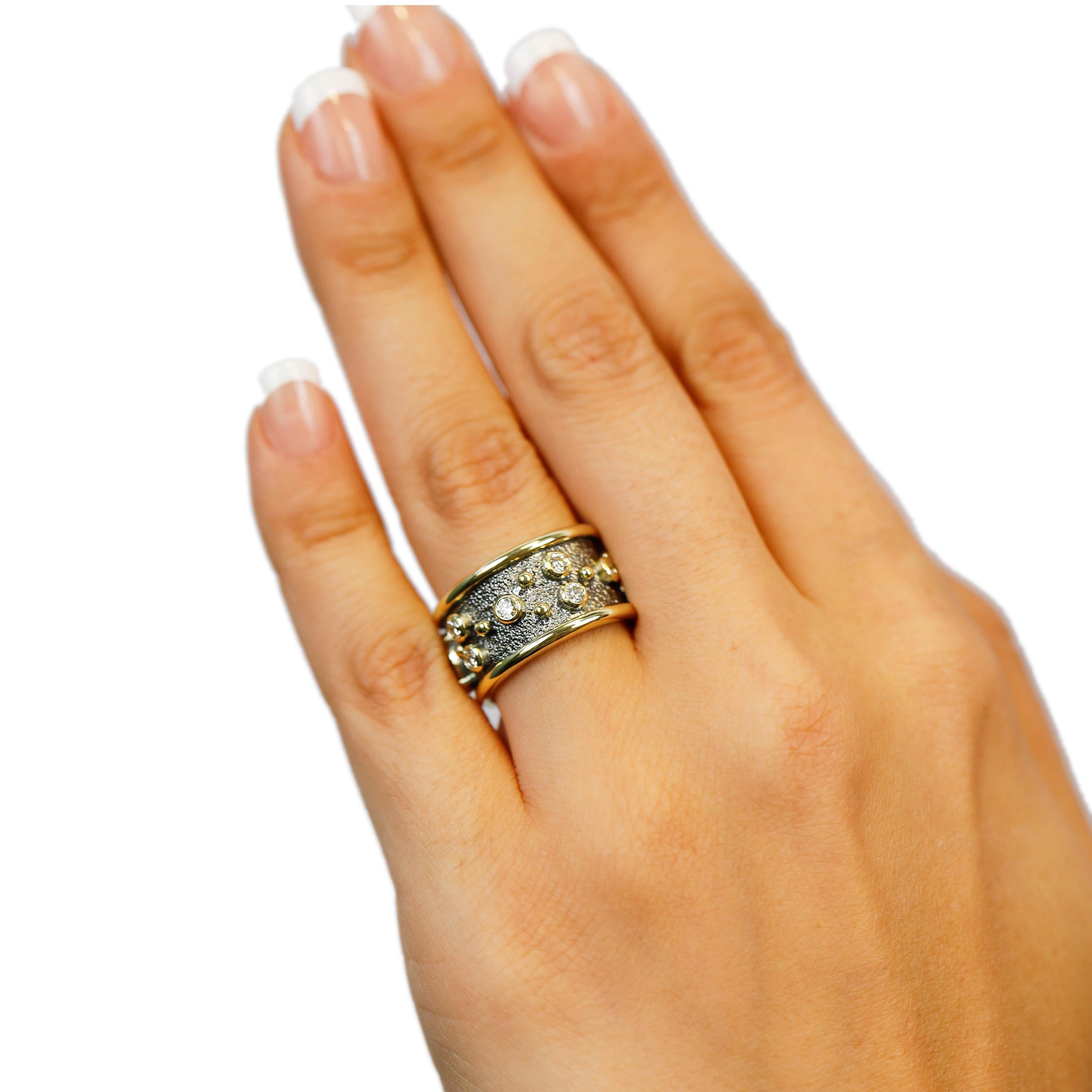 1,55 Karat runder und ovaler Diamant 18 Karat Gold Full Band Ring US Größe 6 im Zustand „Neu“ im Angebot in New York, NY