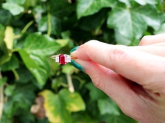 1.55 Ct Ruby and 0.36 Ct Diamond, 18 Ct Yellow Gold Trilogy Ring
