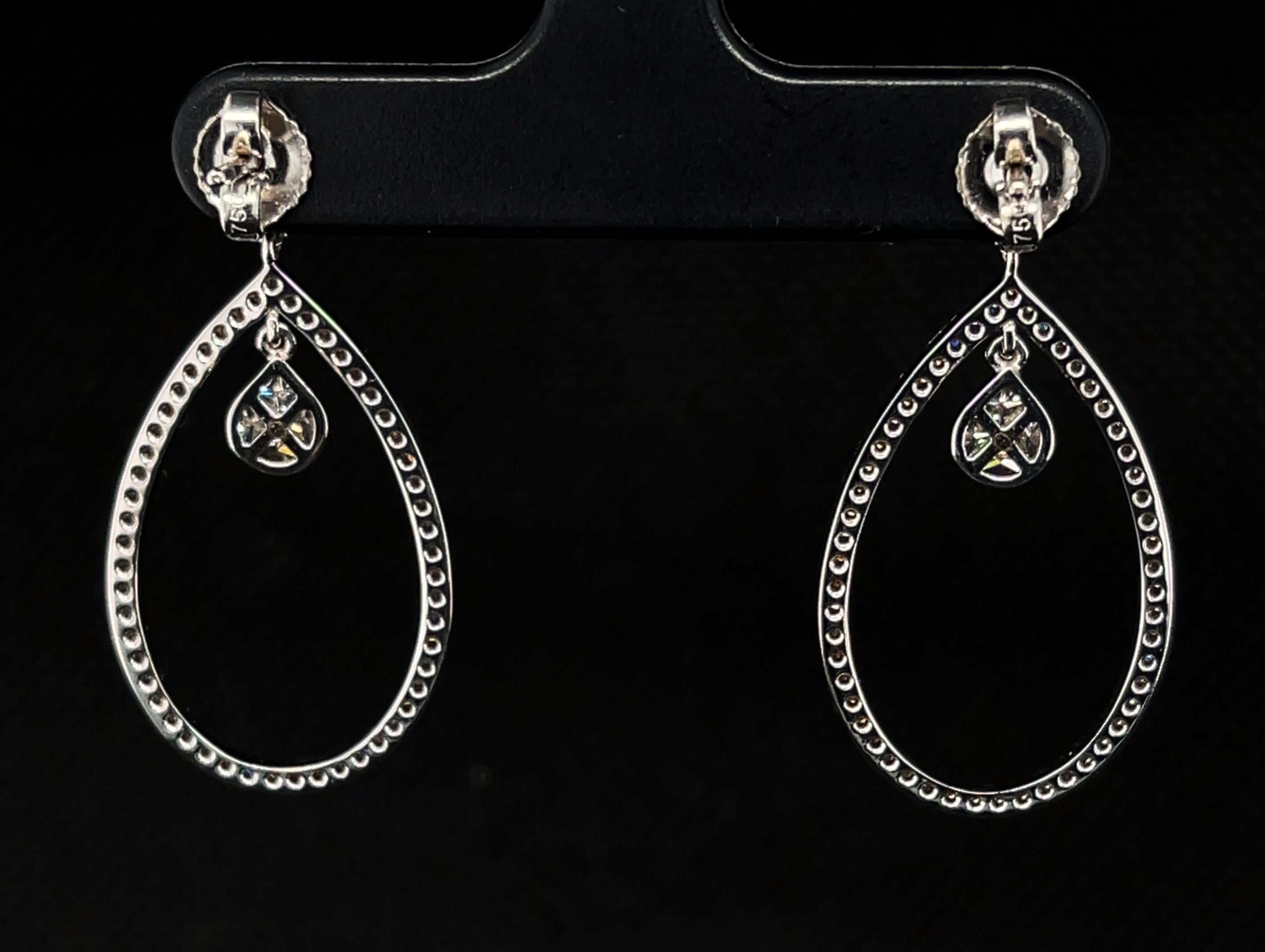 Artisan 1.55 ct. t.w. Diamond, 18k White Gold, Sasha Primak Open Pear Dangle Earrings