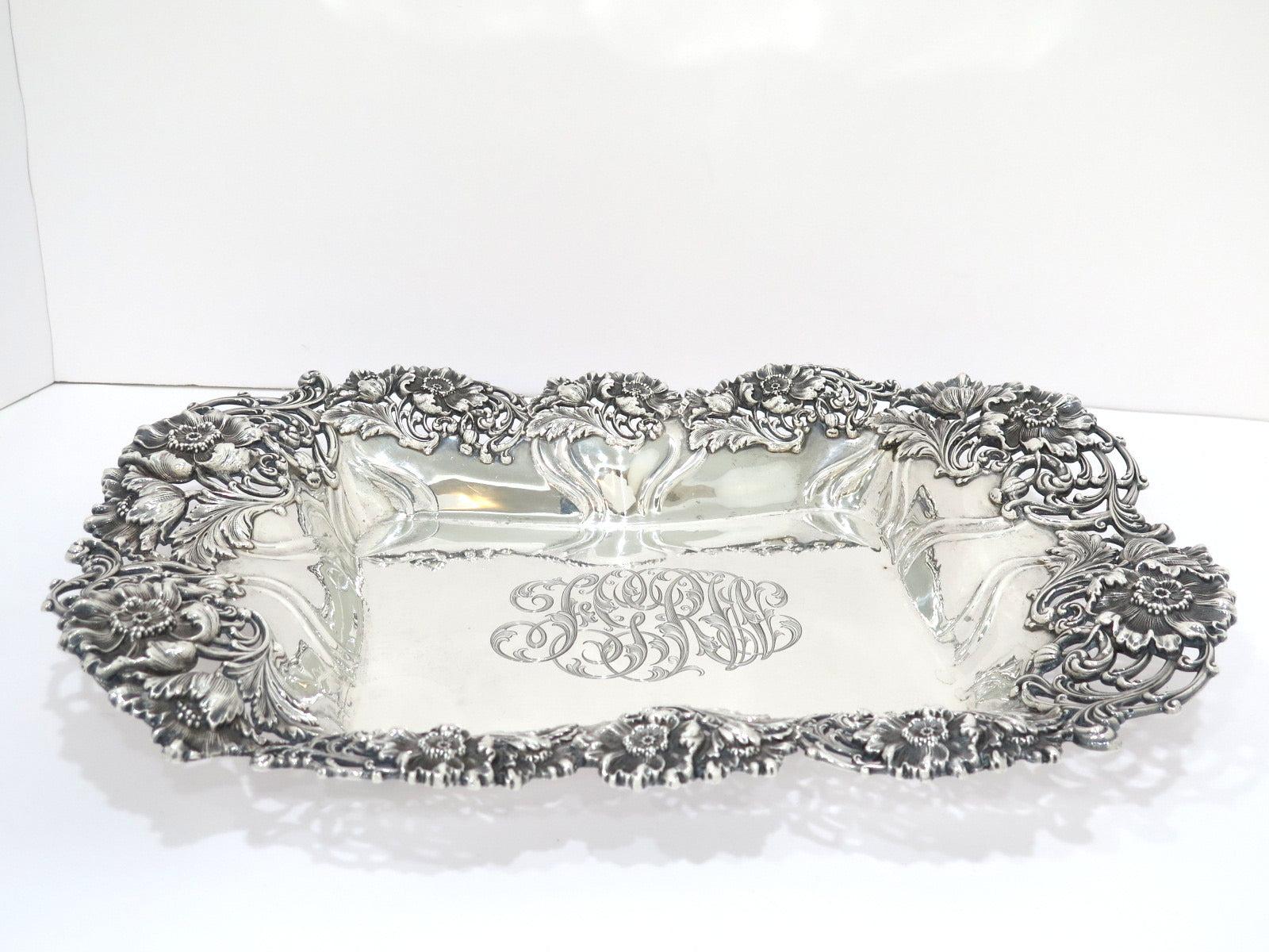 Sterling Silver Theodore B. Starr Antique Poppy Flower Centerpiece Bowl In Good Condition In Brooklyn, NY
