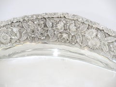 Sterling Silver Baltimore Silversmiths Antique Floral Repousse Large Dish