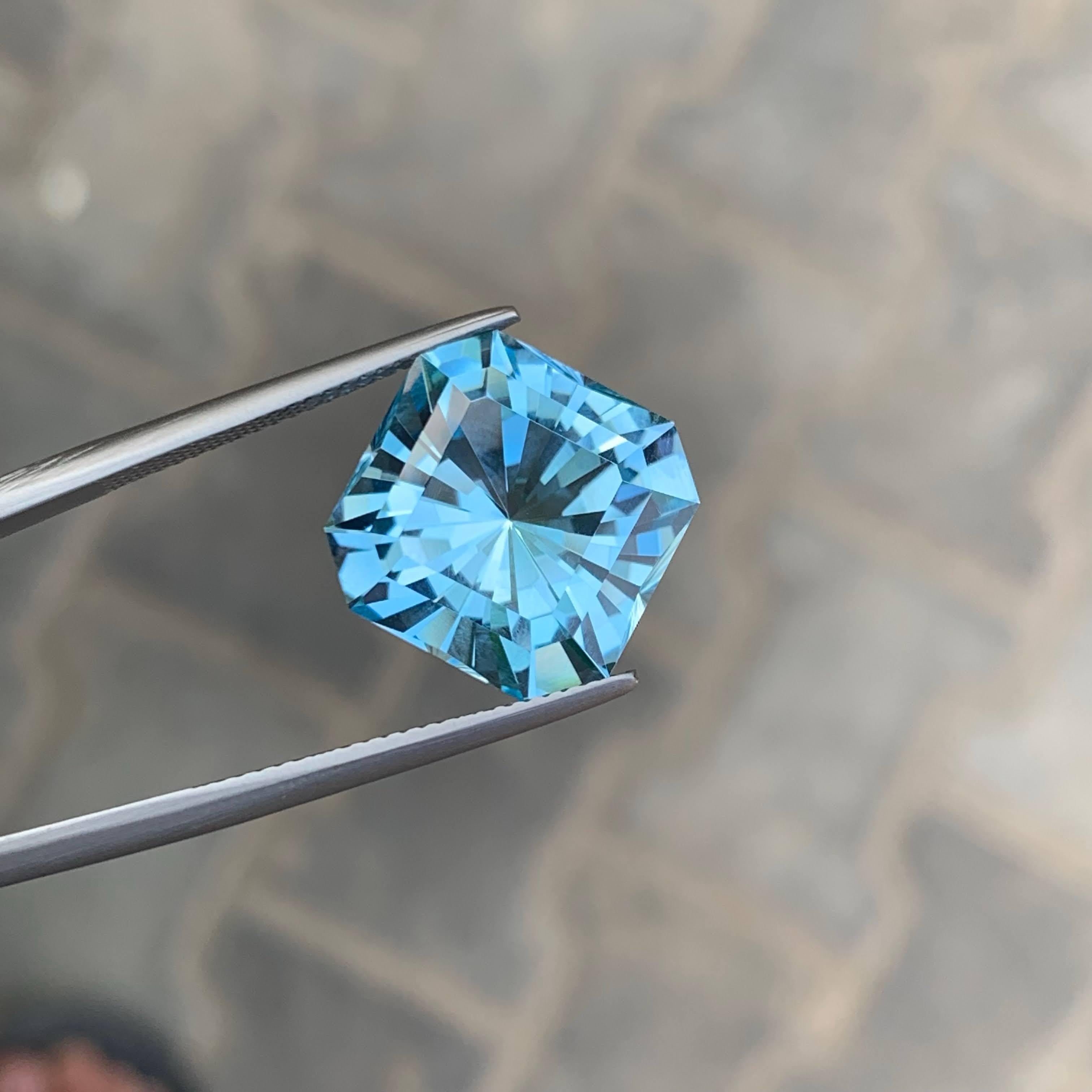 15,50 carati di Topazio blu sfaccettato taglio Asscher Gemma africana naturale in vendita 4