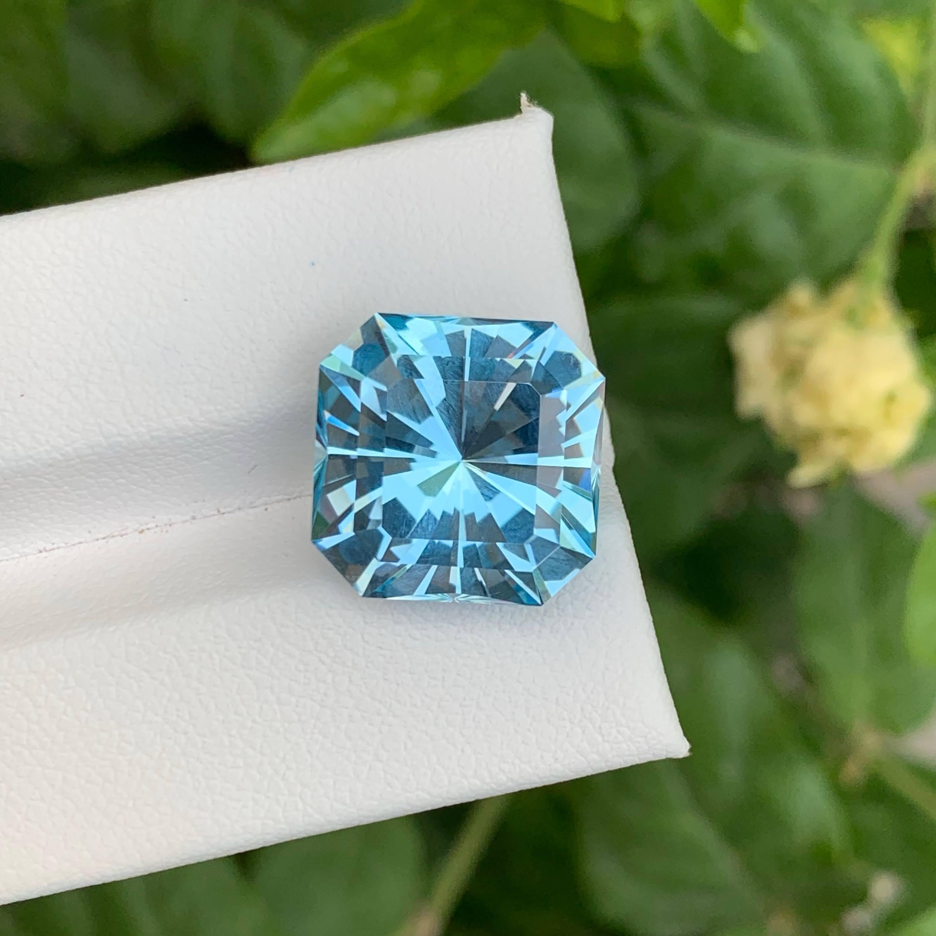 15,50 carati di Topazio blu sfaccettato taglio Asscher Gemma africana naturale in vendita 5