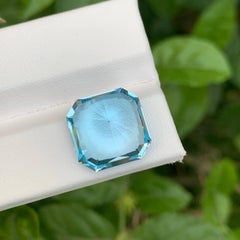 15.50 Carat Loose Faceted Sky Blue Topaz Asscher Cut Natural African Gemstone