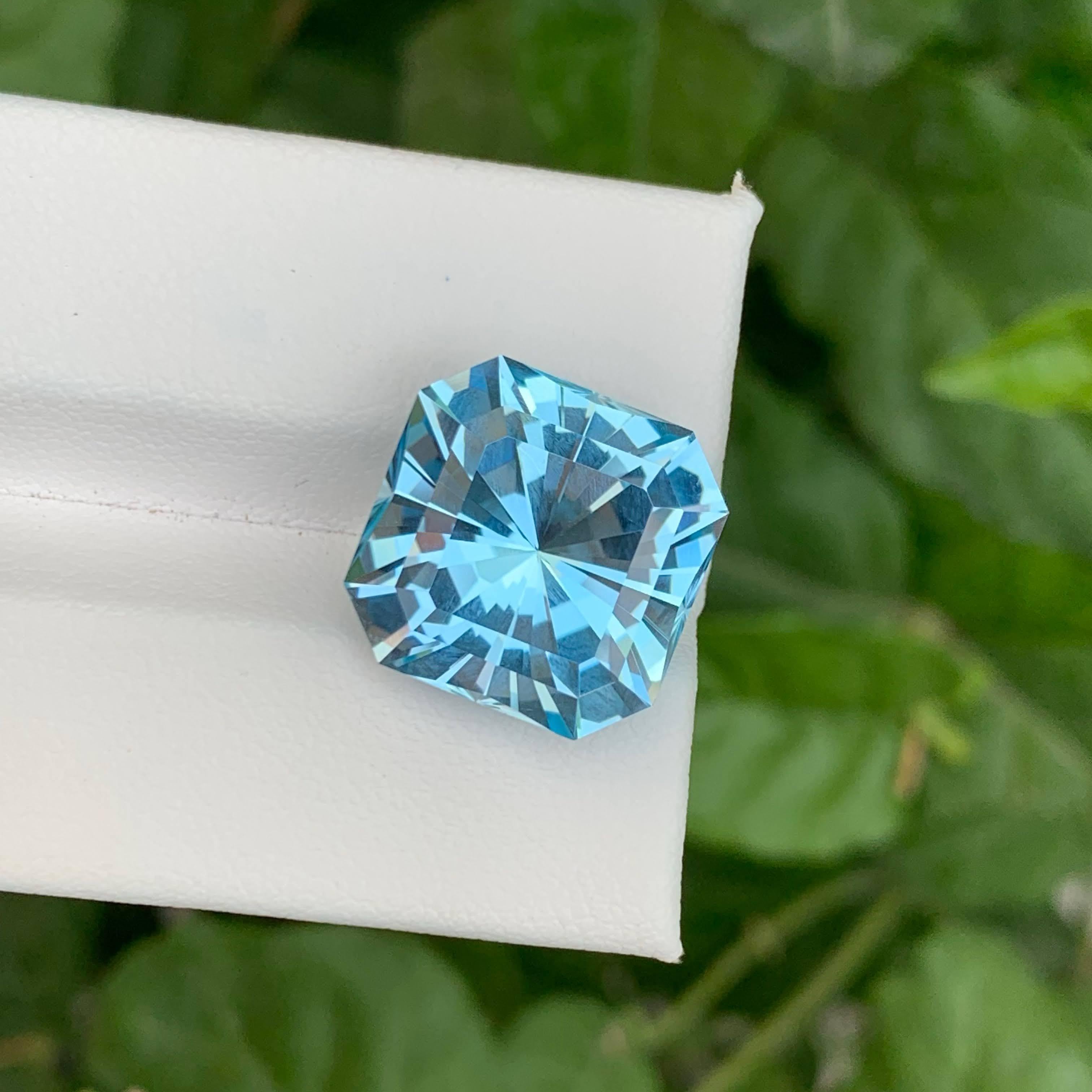 15,50 carati di Topazio blu sfaccettato taglio Asscher Gemma africana naturale in vendita 2