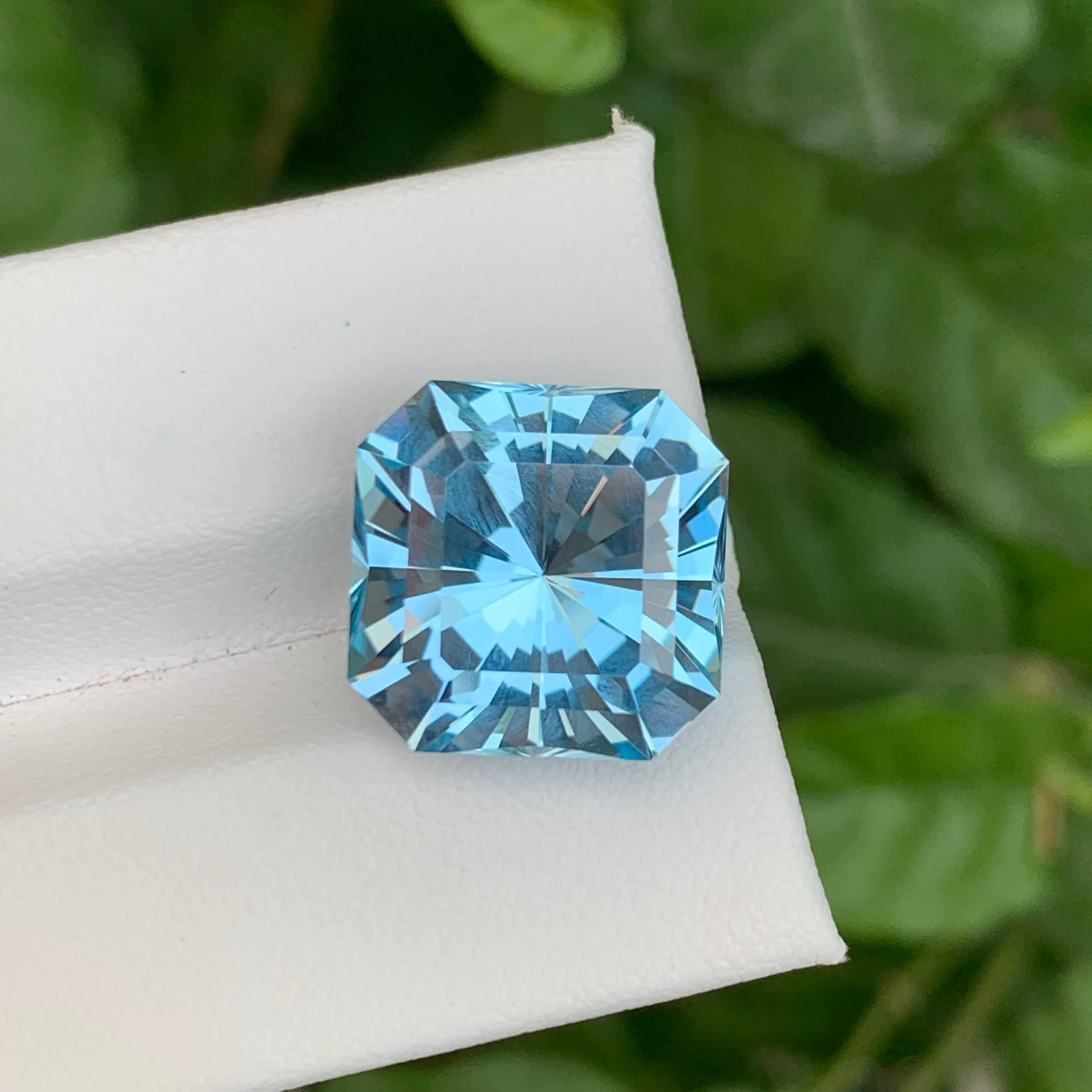 15,50 carati di Topazio blu sfaccettato taglio Asscher Gemma africana naturale in vendita 3