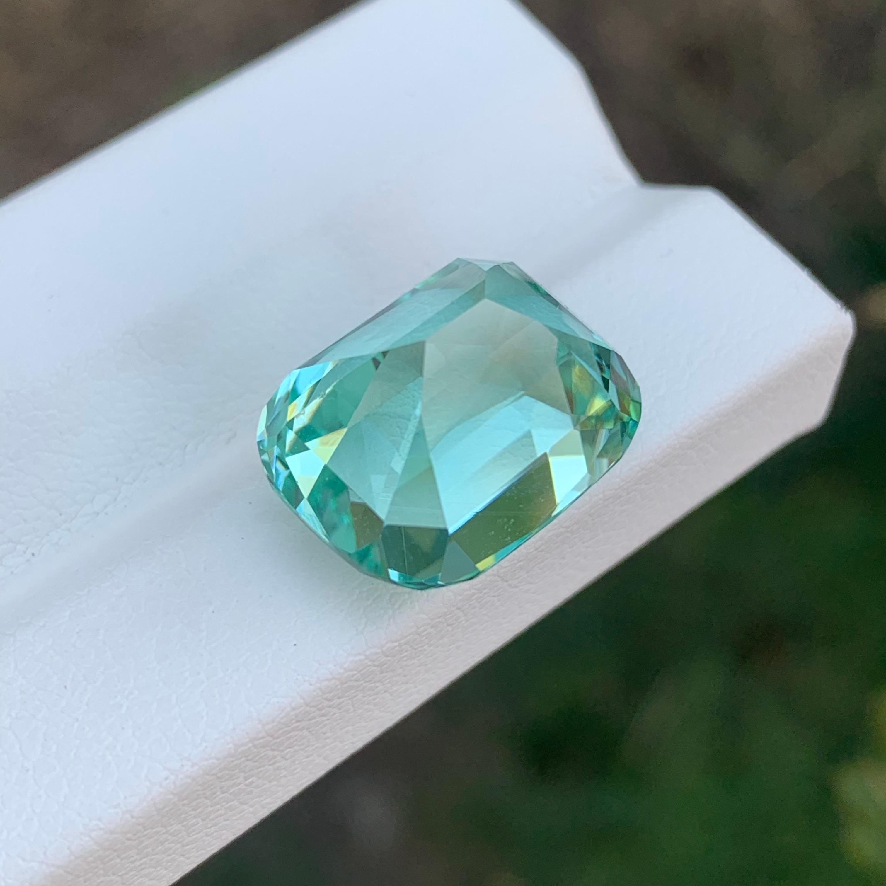 15.50 Carat Natural Loose Seafoam Tourmaline Cushion Shape Gemstone (pierre précieuse en forme de coussin) en vente 4