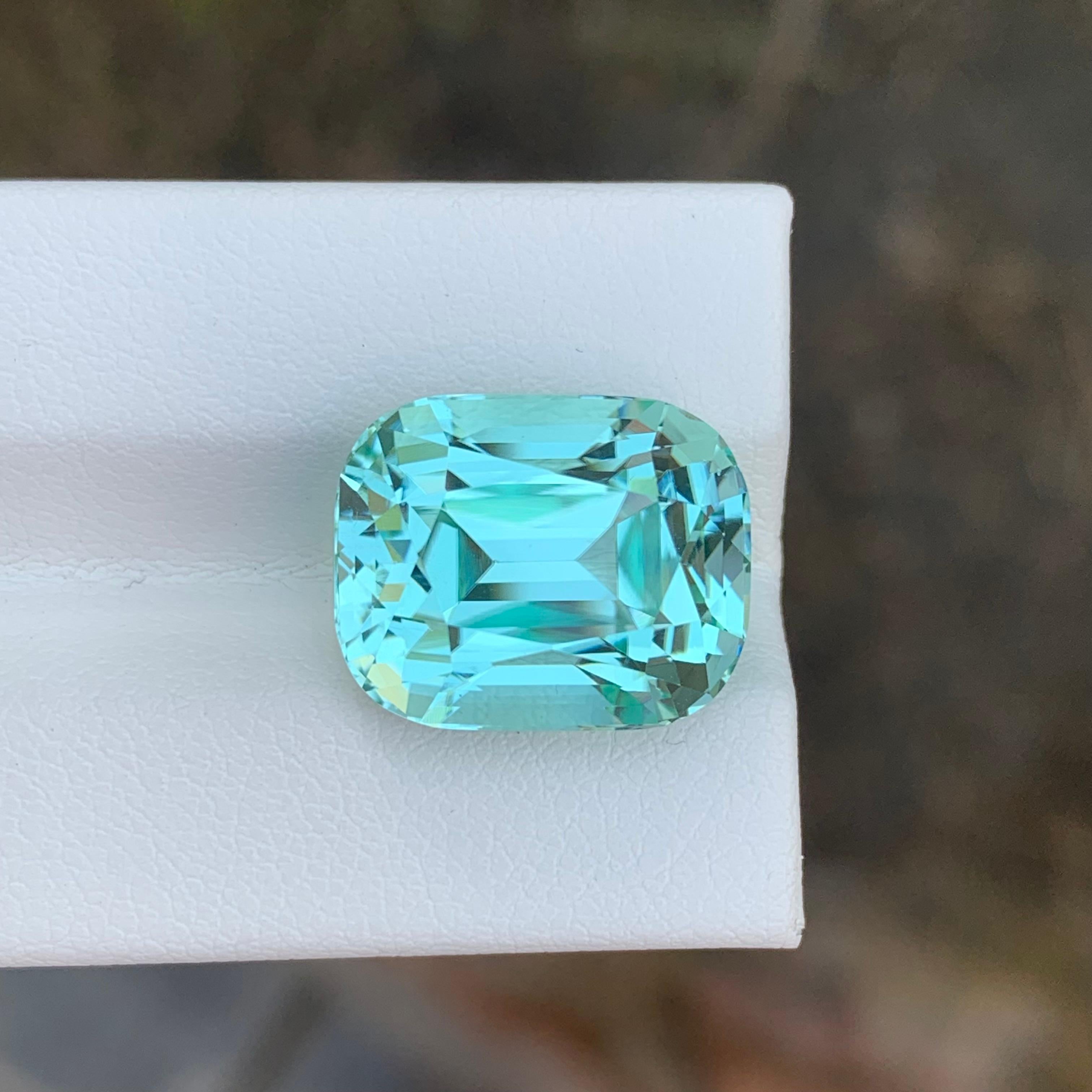 Taille coussin 15.50 Carat Natural Loose Seafoam Tourmaline Cushion Shape Gemstone (pierre précieuse en forme de coussin) en vente