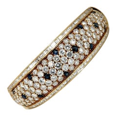 15.50 Carat Natural Sapphire Diamonds Bangle Bracelet 18 Karat*