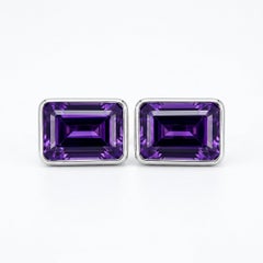 15.50 Ct Natural Amethyst Statement Cufflinks Sterling Silver Amethyst Cufflink