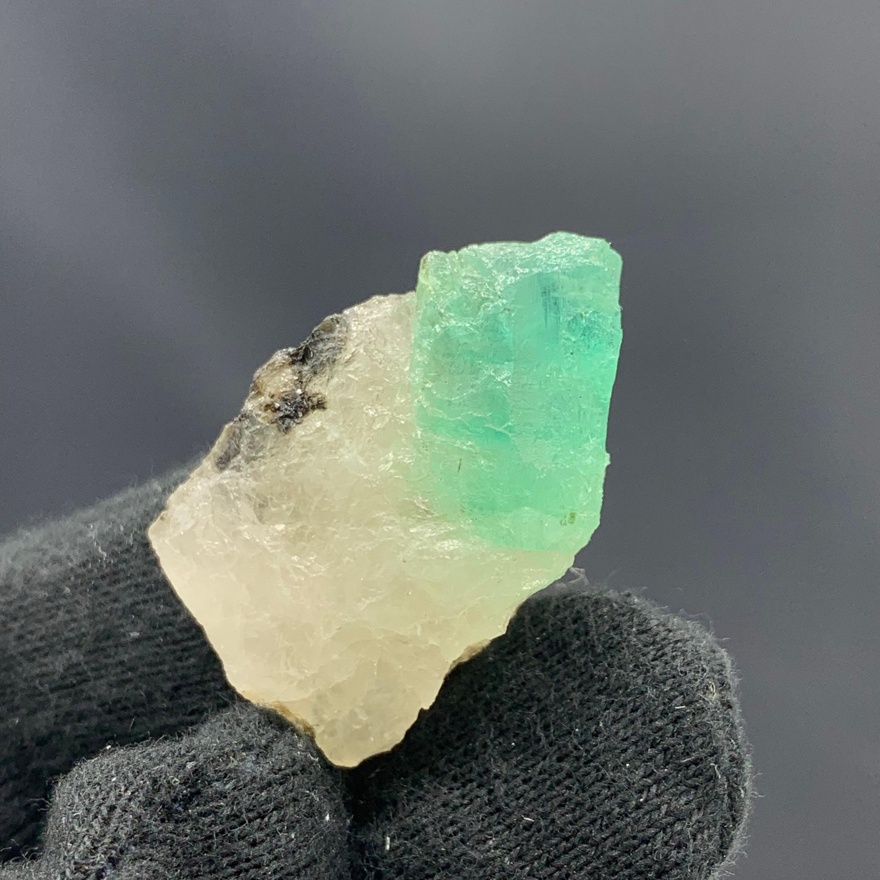 15.50 Gram Gorgeous Emerald Specimen From Swat Valley, Pakistan 

Weight: 15.50 Gram
Dimension: 3.1 x 2.8 x 2.1 Cm
Origin: Swat Valley, Pakistan 

Emerald has the chemical composition Be3Al2(SiO3)6 and is classified as a cyclosilicate. It has a