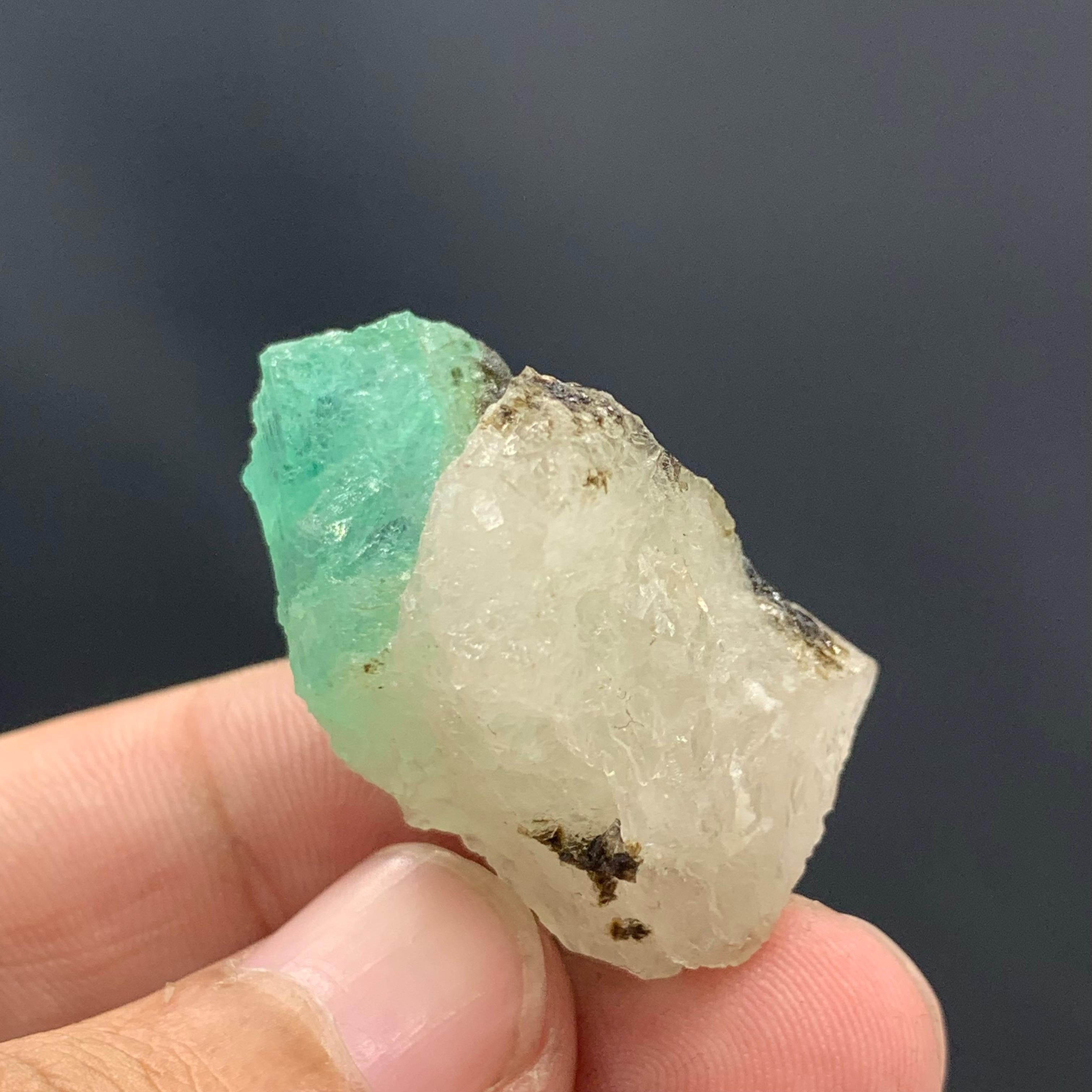 Rock Crystal 15.50 Gram Gorgeous Emerald Specimen From Swat Valley, Pakistan  For Sale