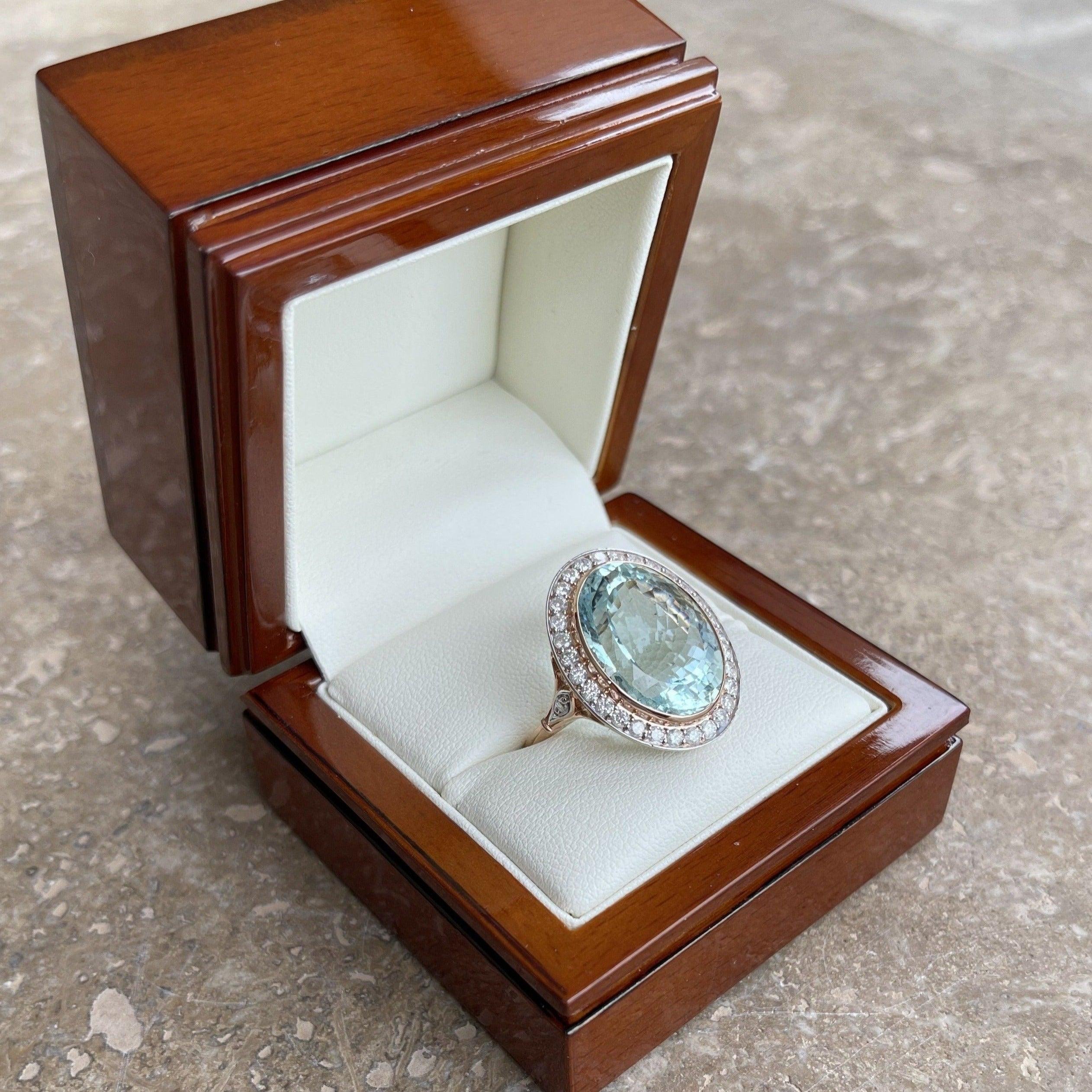15.50ct Aquamarine and Diamond Ring in 14ct Rose Gold For Sale 4