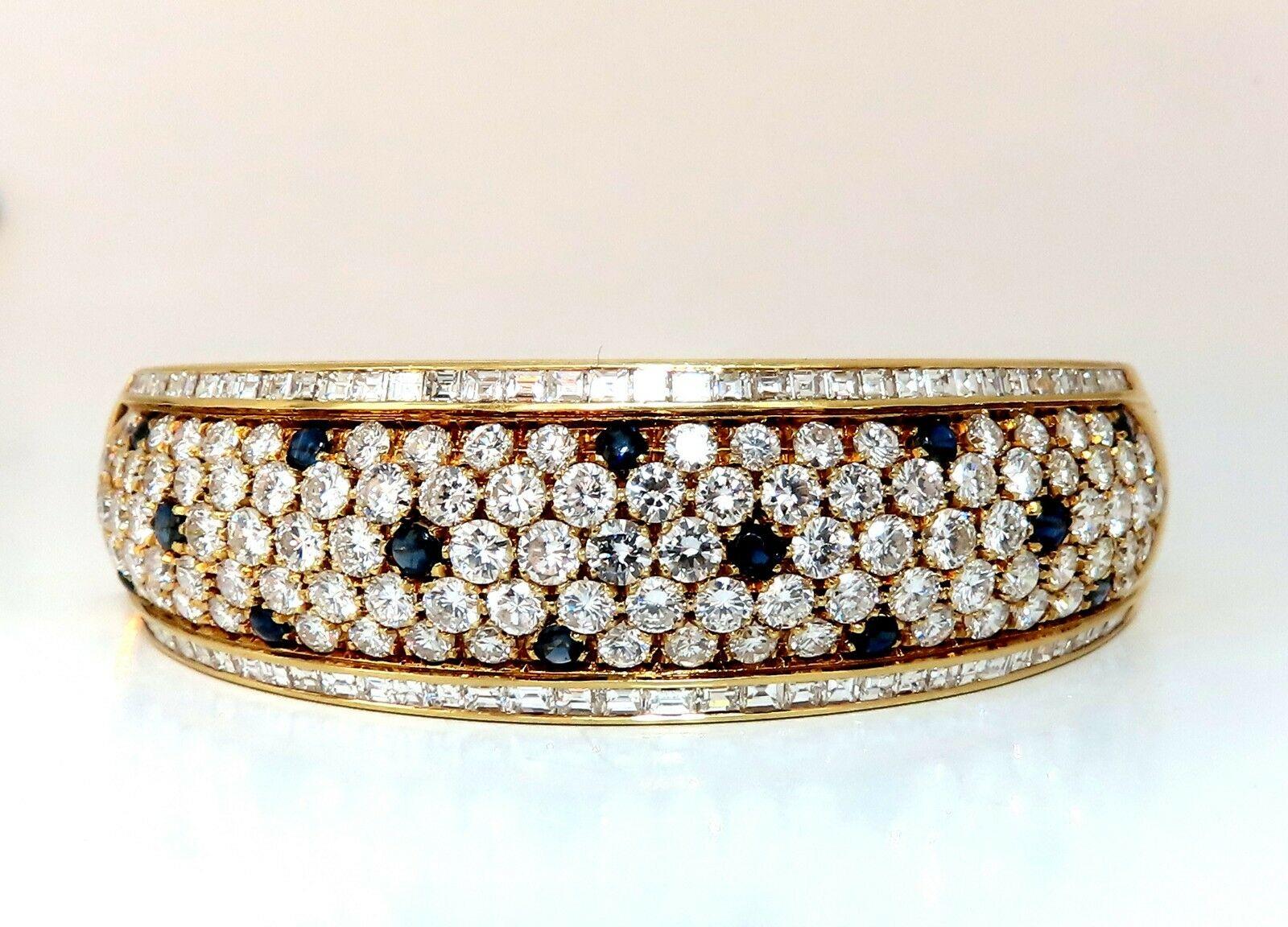 Bracelet jonc en or 18 carats avec diamants et saphirs naturels de 15,50 carats Neuf - En vente à New York, NY