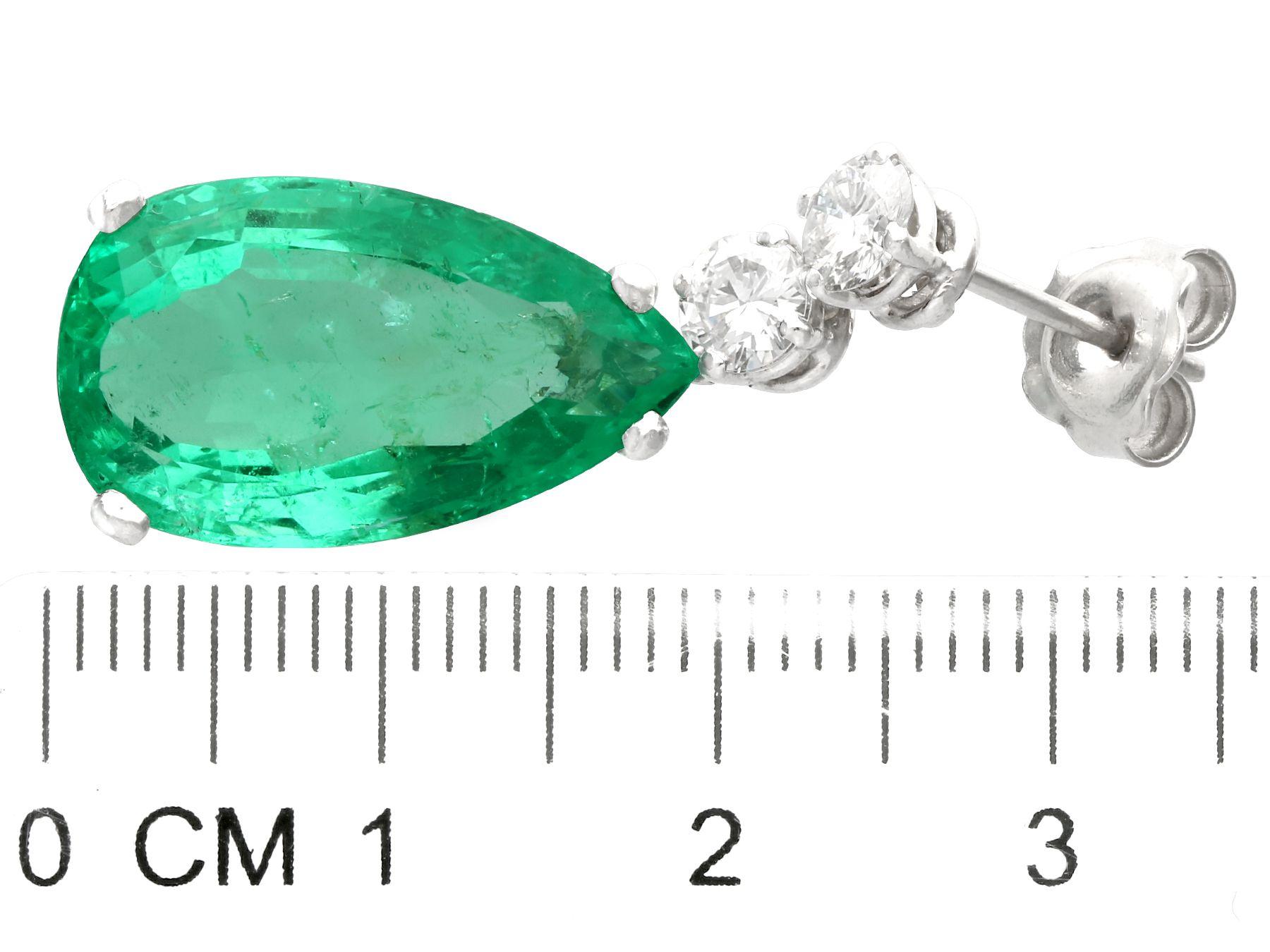 15.51 Carat Colombian Emerald and 1.12 Carat Diamond Platinum Drop Earrings 1