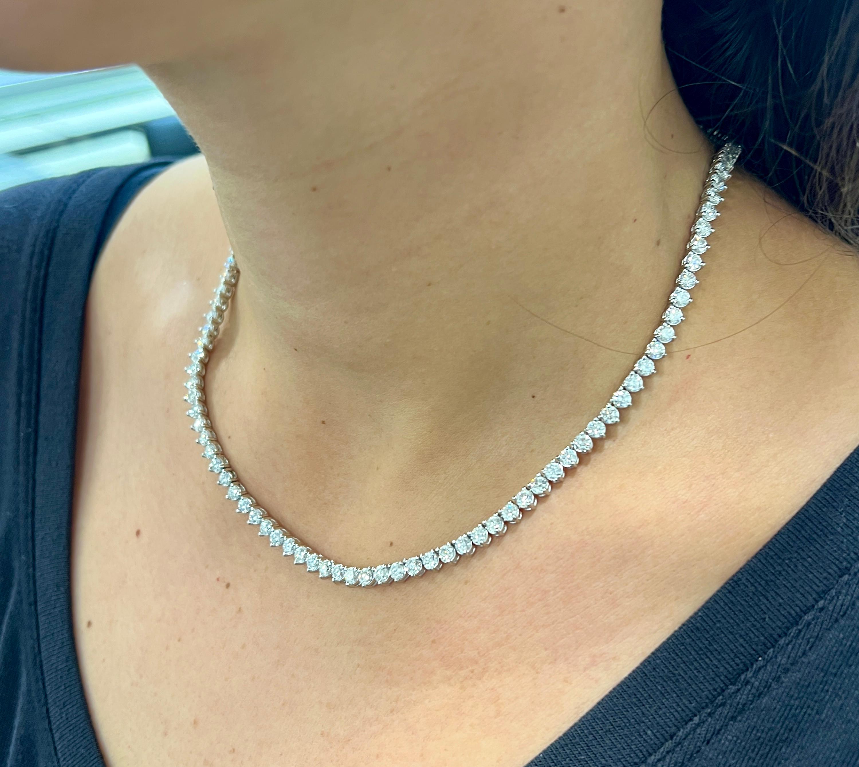 17.45 Karat runder Diamant-Tennis-Halskette für Damen oder Herren