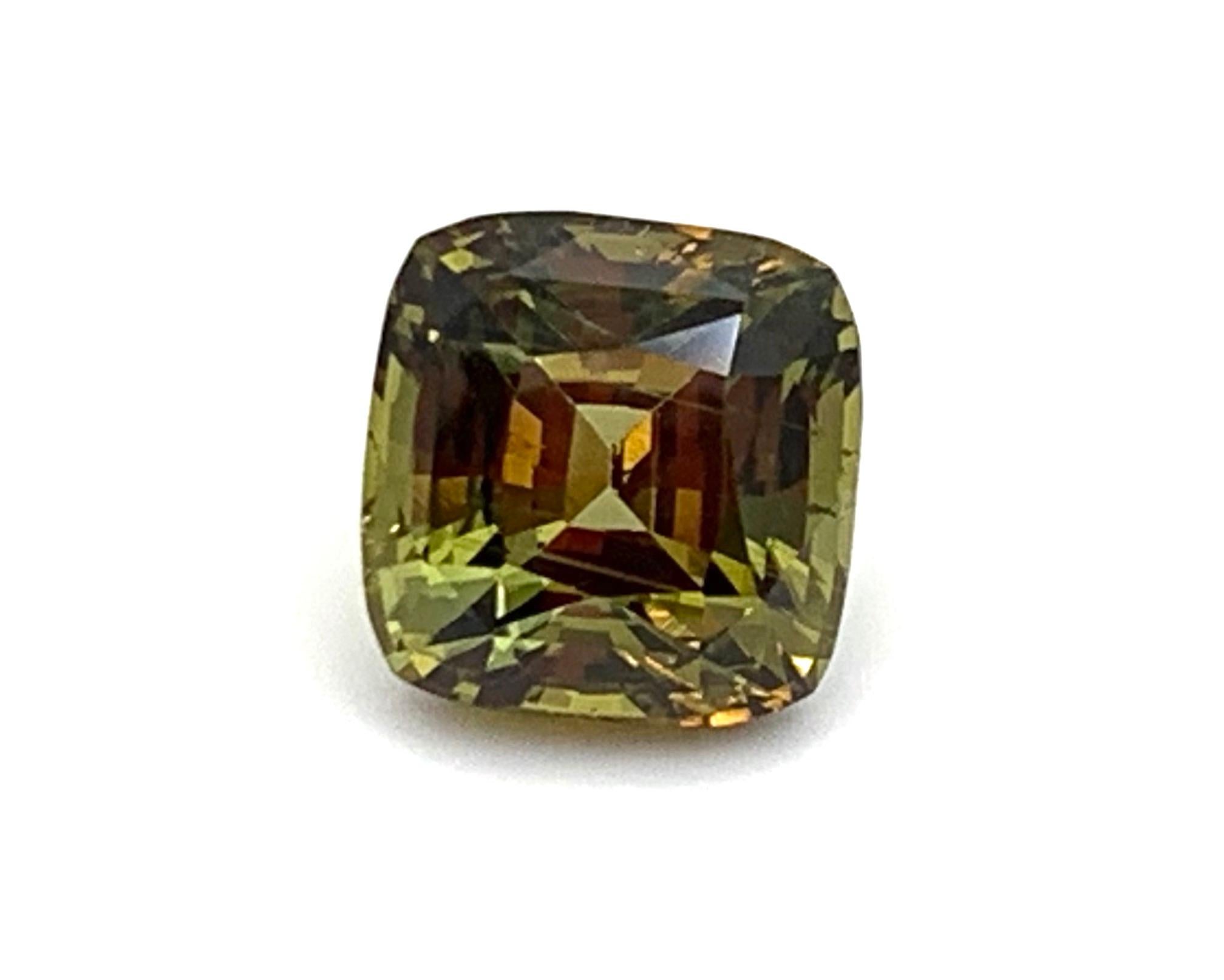 Women's or Men's 15.52 Carat Faceted Chrysoberyl Cushion, Unset Loose Gemstone For Sale
