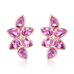 Orecchini a grappolo di zaffiri rosa a forma di pera da 15,52 carati