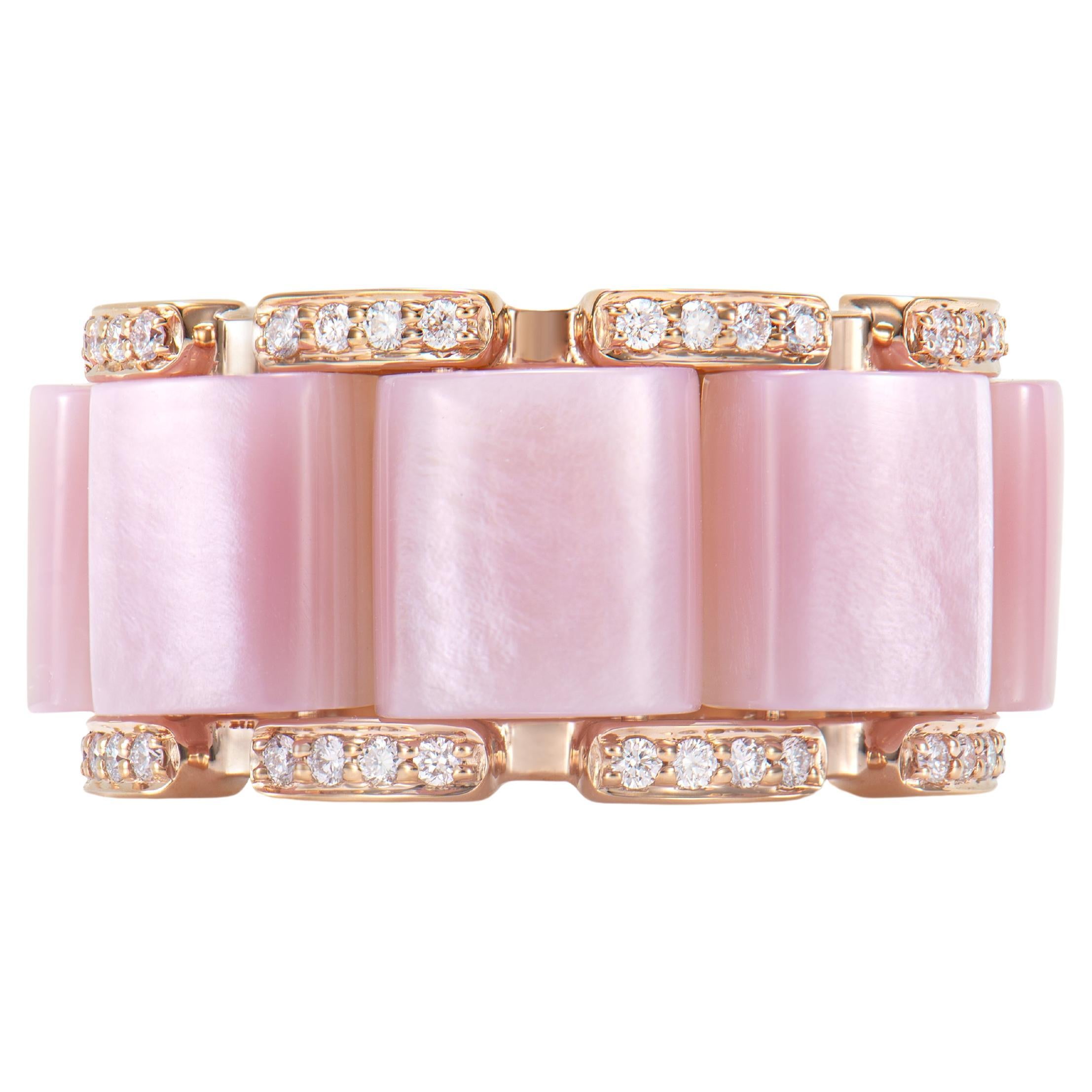 15.53 Carat Pink Opal Fancy Ring in 18Karat Rose Gold with White Diamond.  