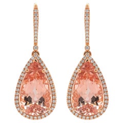  15.54 Carat Natural Morganites Diamond Earrings 