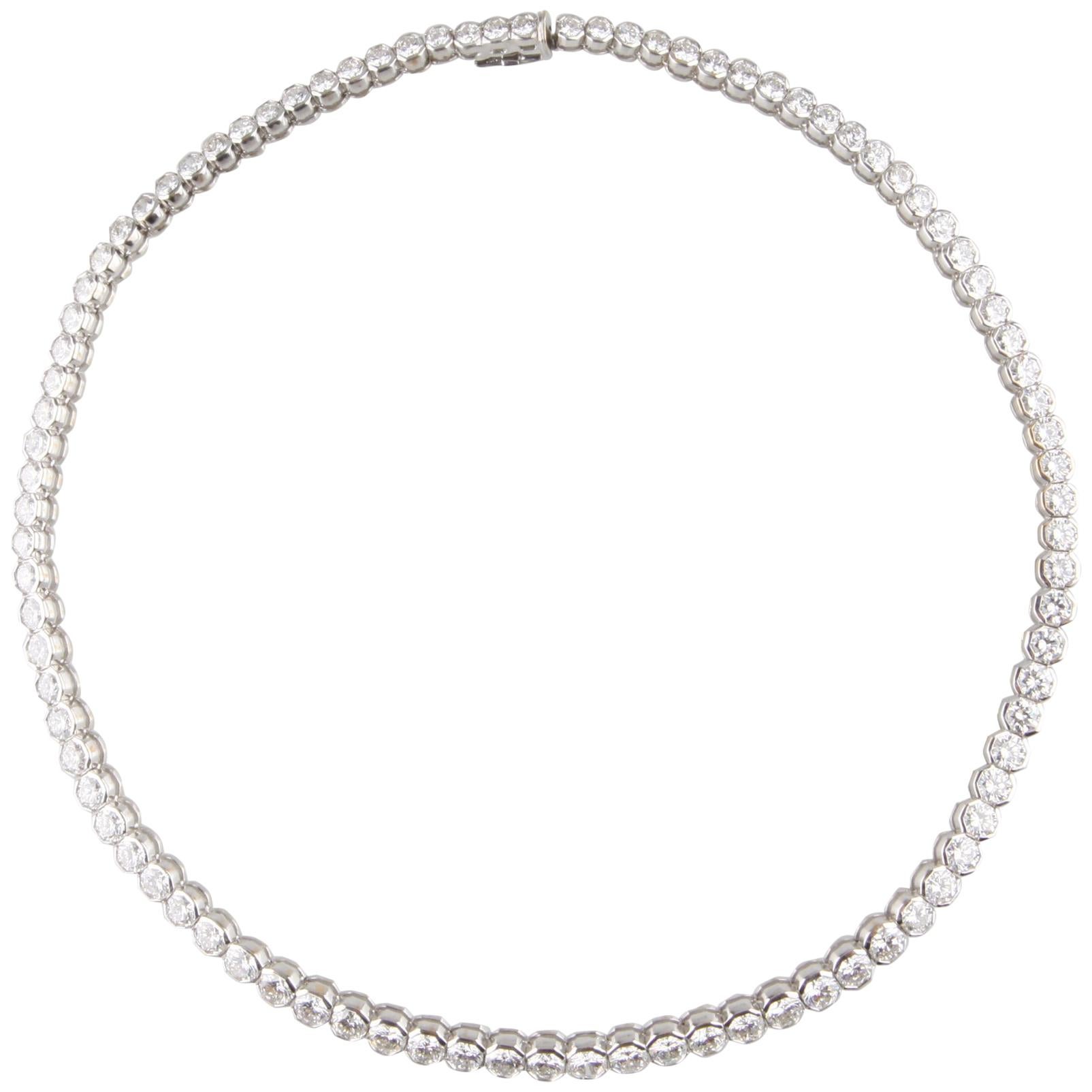 15.55 Carat Diamond 18 Karat White Gold Ladies Tennis Necklace