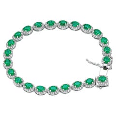 15.55 Carat Emerald and Diamond Platinum Link Bracelet