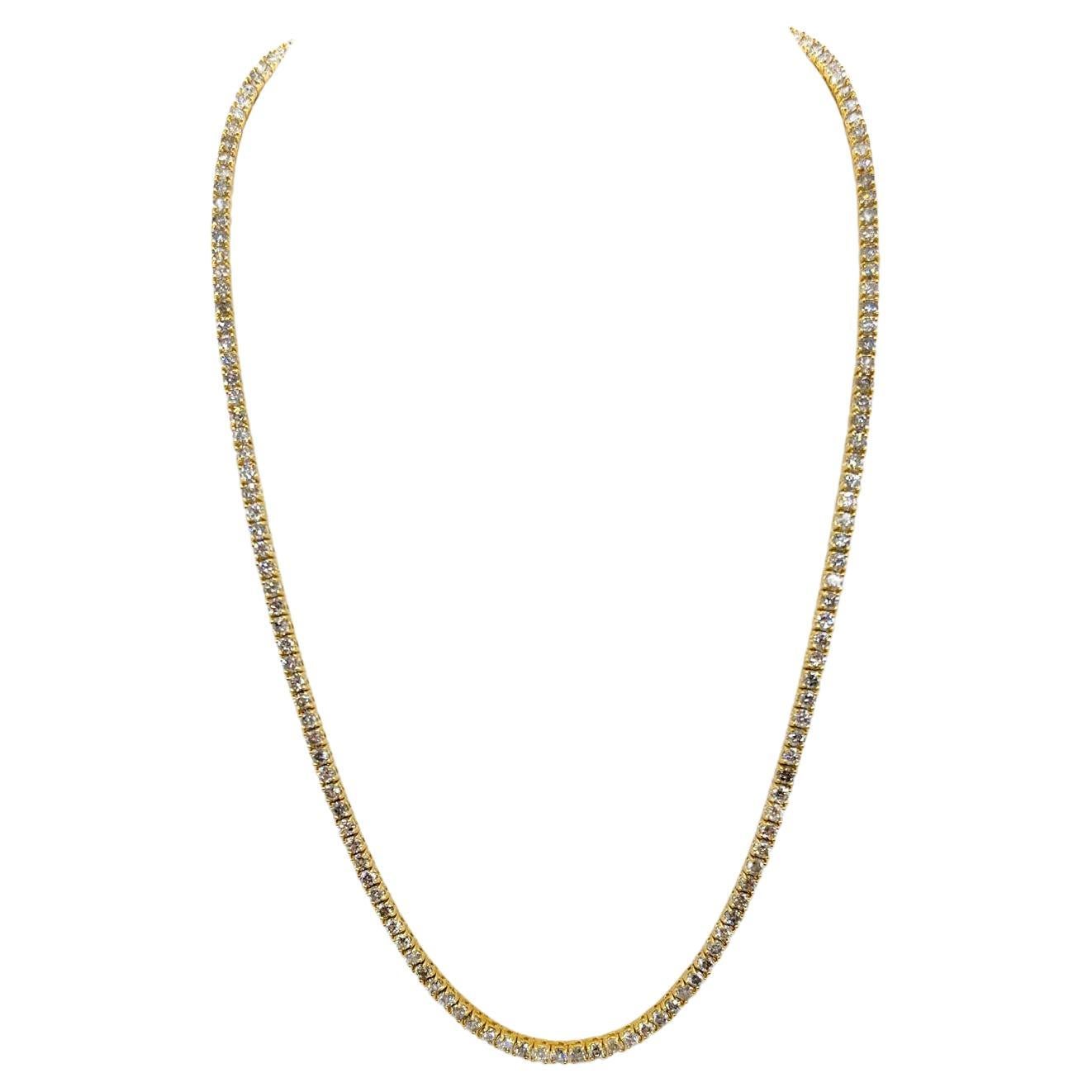 Collana Tennis con diamanti naturali da 15,55 carati in oro giallo 14K da 20". in vendita