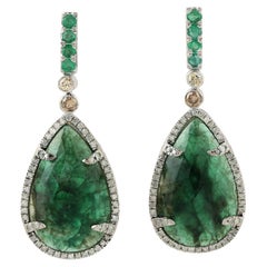 15,56 Karat Smaragd-Diamant-Ohrringe aus 18 Karat Gold